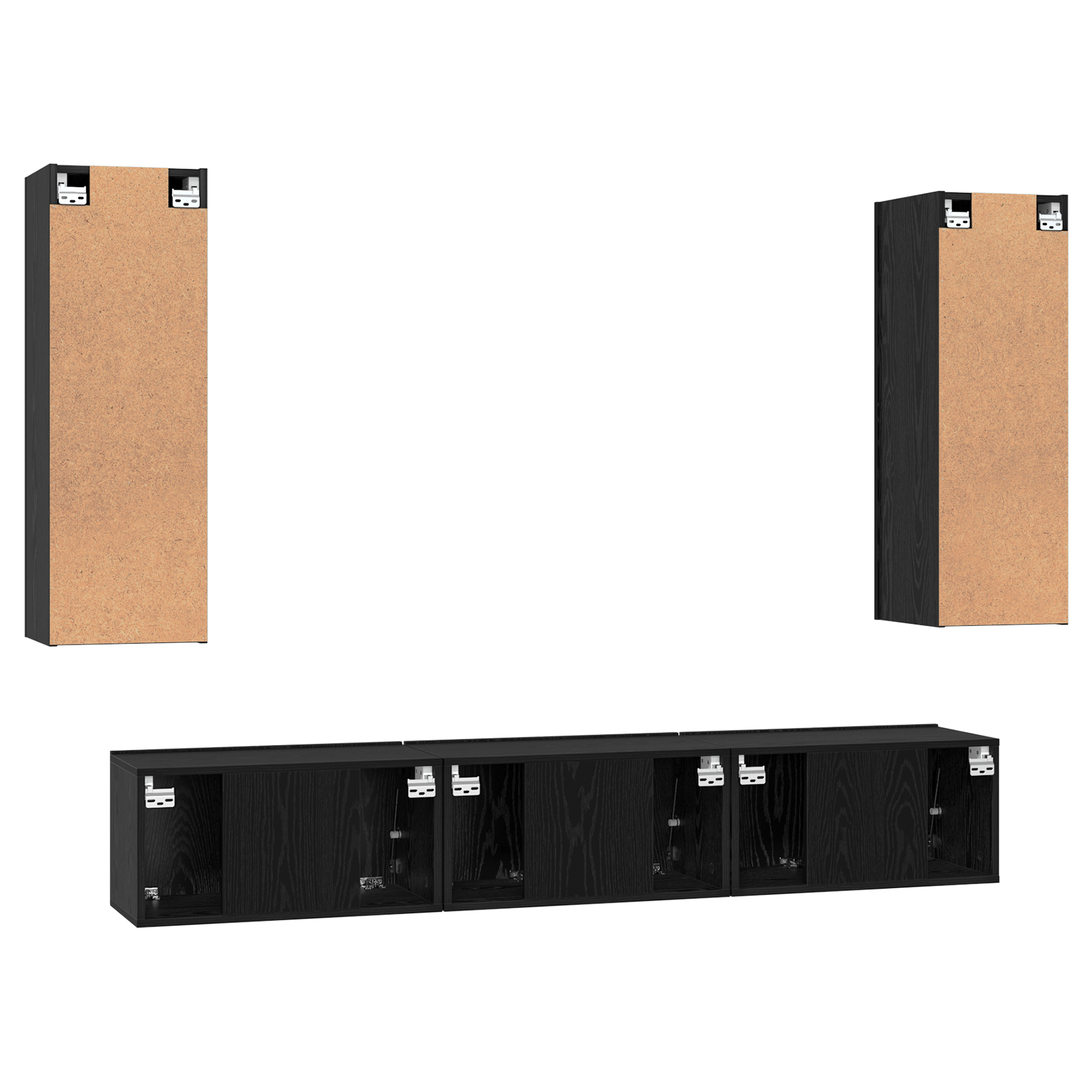 Set comoda TV 5 pcs Stejar negru Mediu 30.5 x 30 x 90 cm — imaginea 10