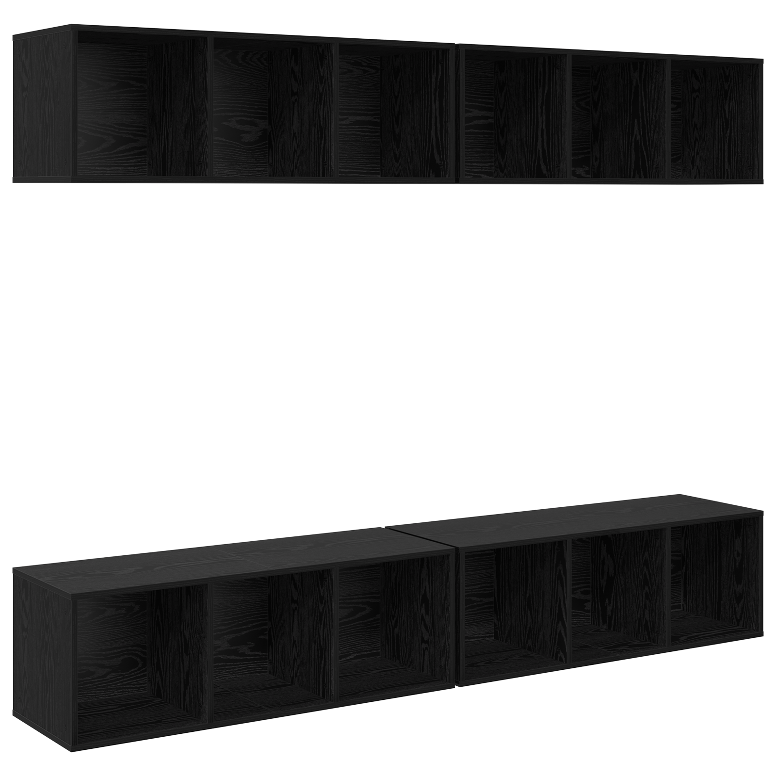 Dulap pentru TV pe Perete 4 pcs Stejar negru 37 x 37 x 107.5 cm — imaginea 2