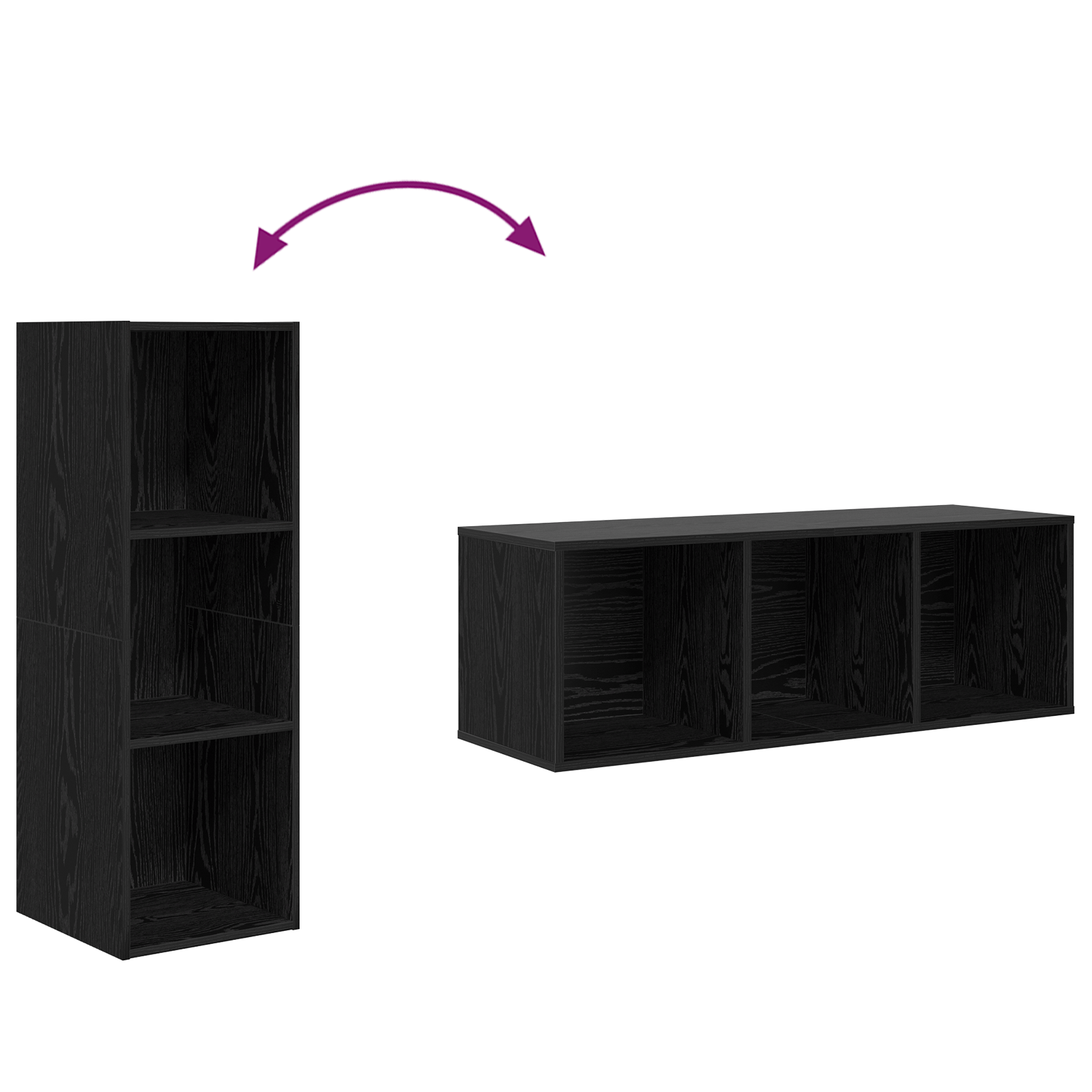 Dulap pentru TV pe Perete 4 pcs Stejar negru 37 x 37 x 107.5 cm — imaginea 8