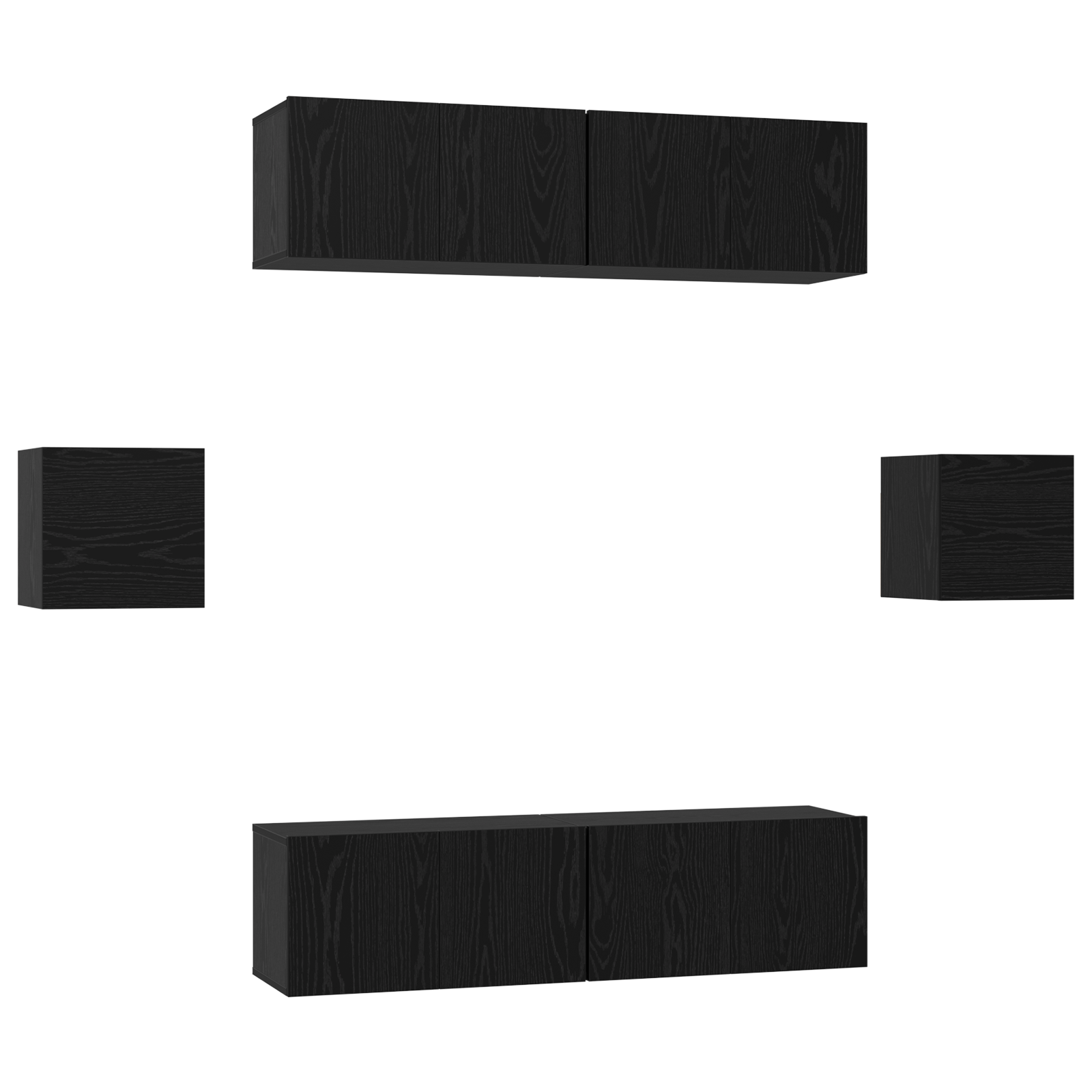 Set comoda TV 6 pcs Stejar negru 60 x 30 x 30 cm Lemn compozit — imaginea 2