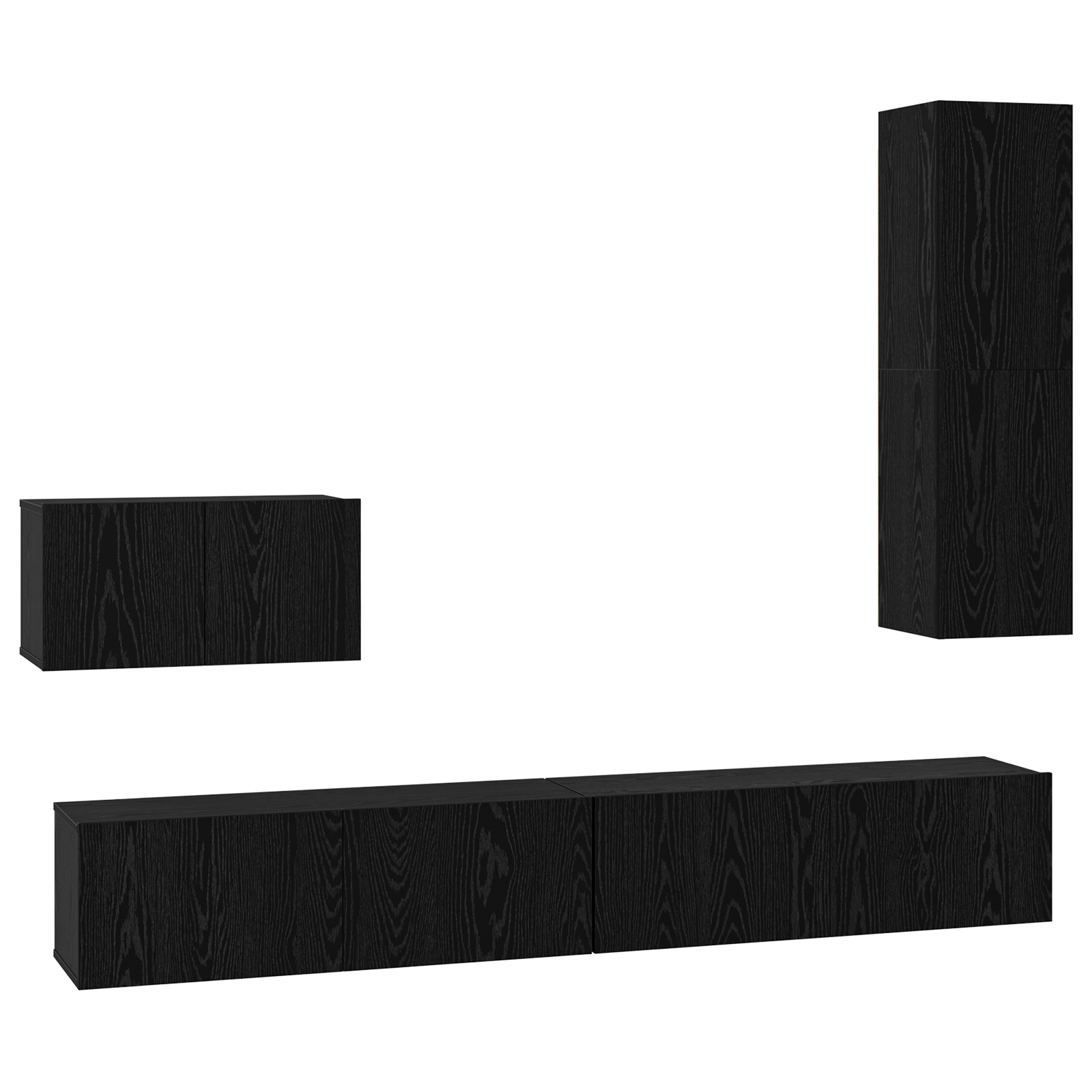 Dulap pentru TV pe Perete cu raft Altele cu depozitare cu usa 4 pcs Stejar negru — imaginea 2