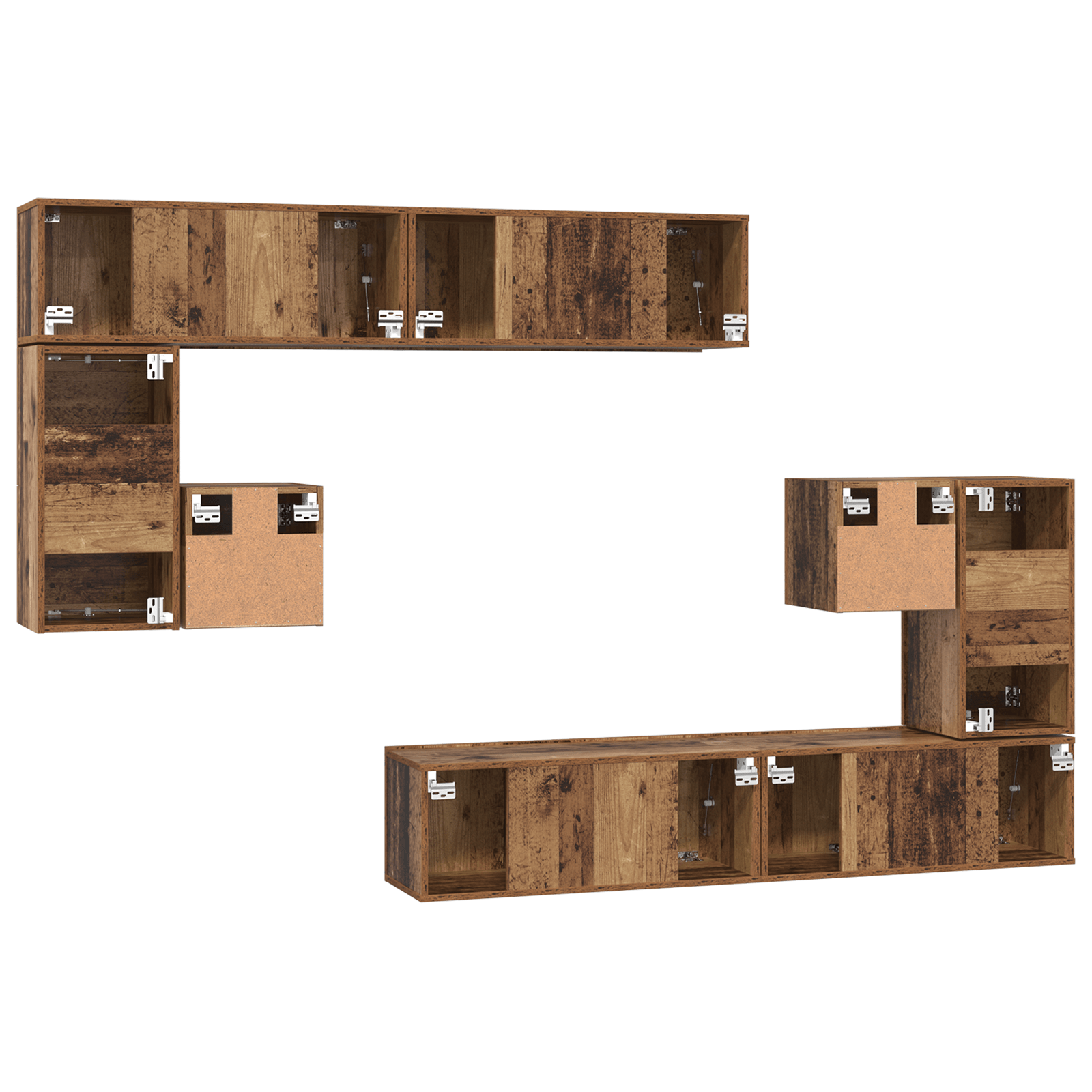 Set comoda TV 8 pcs Lemn vechi Mediu 30.5 x 30 x 30 cm — imaginea 10