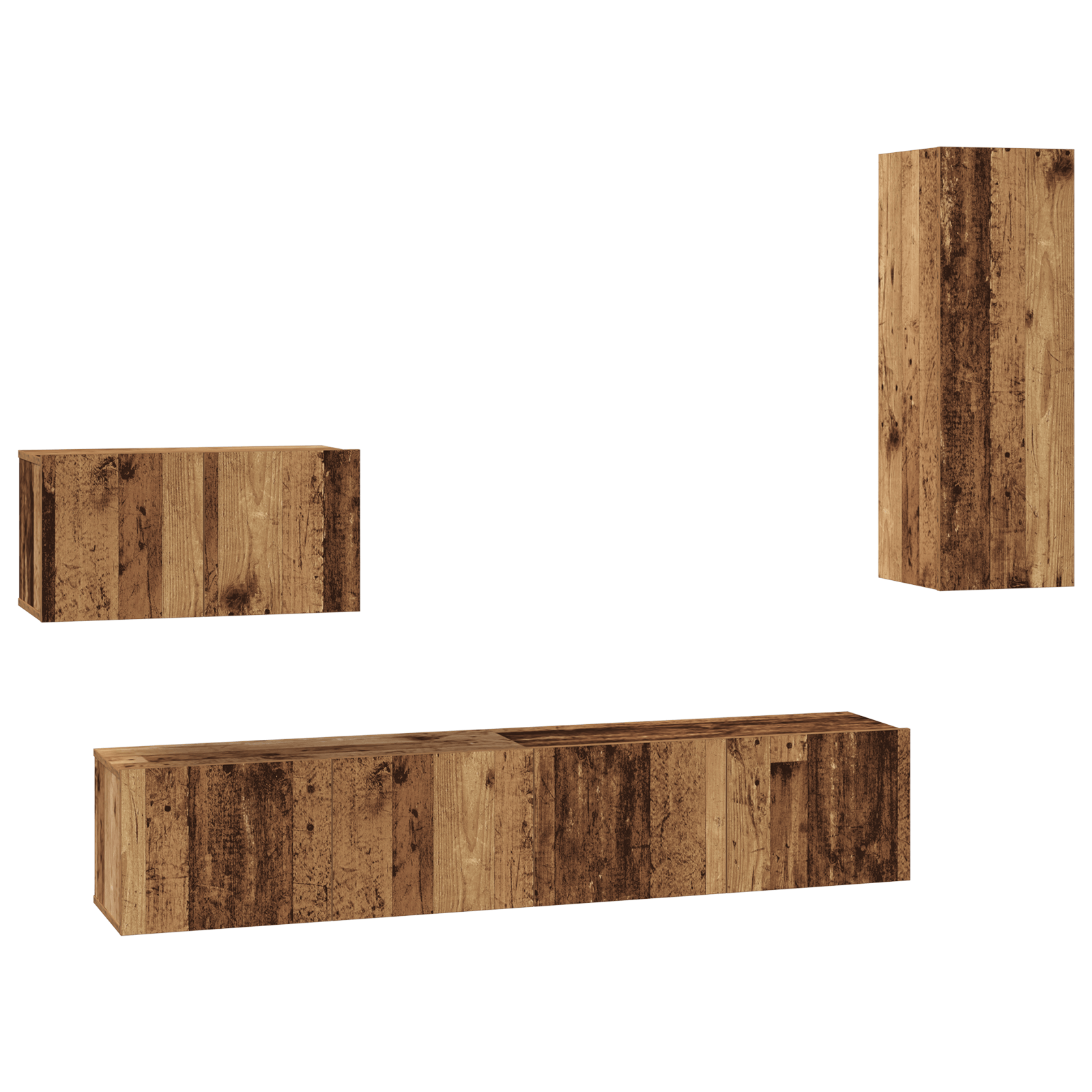 Dulap pentru TV pe Perete cu raft Altele cu depozitare cu usa 4 pcs Lemn vechi Mediu — imaginea 2
