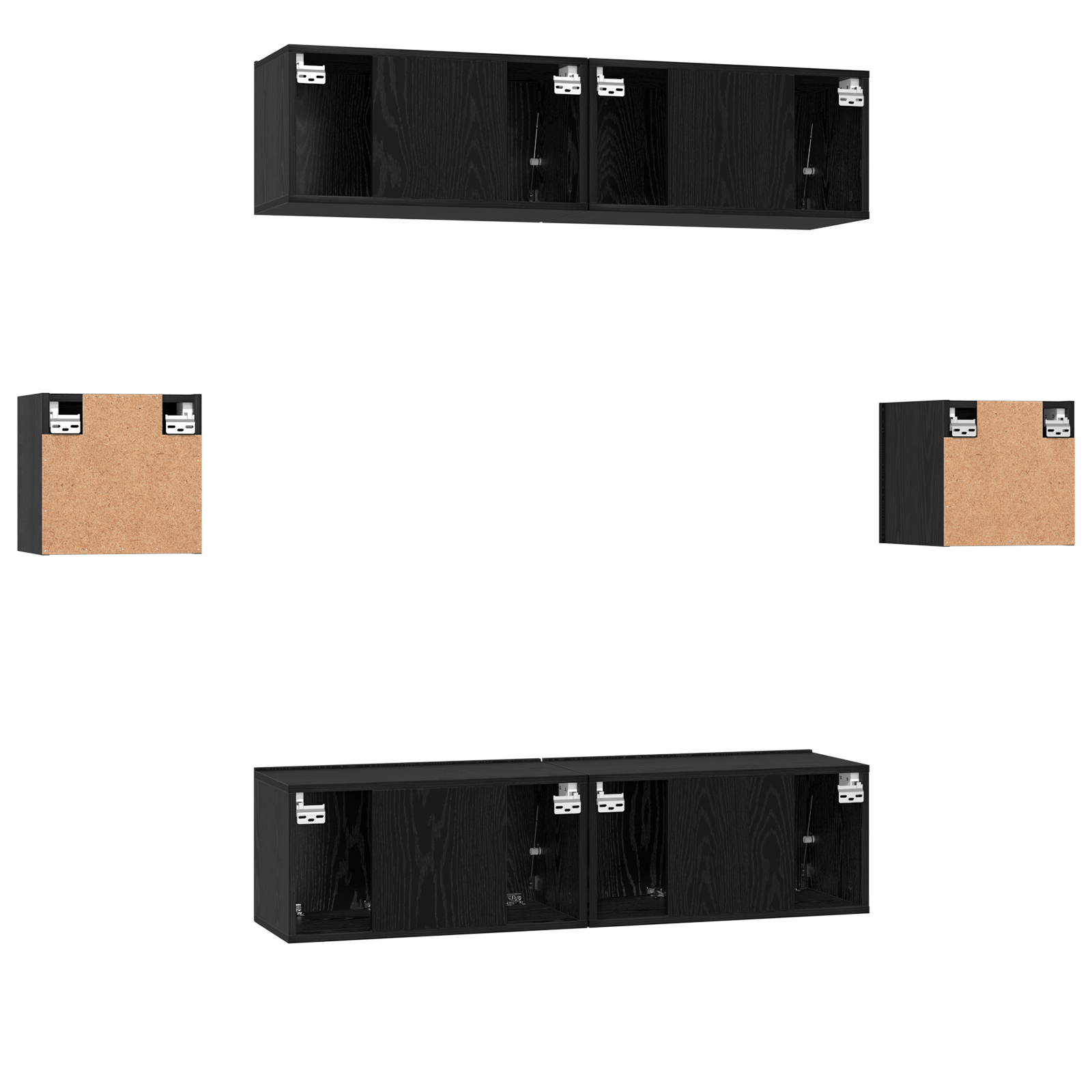 Set comoda TV 6 pcs Stejar negru 60 x 30 x 30 cm Lemn compozit — imaginea 10