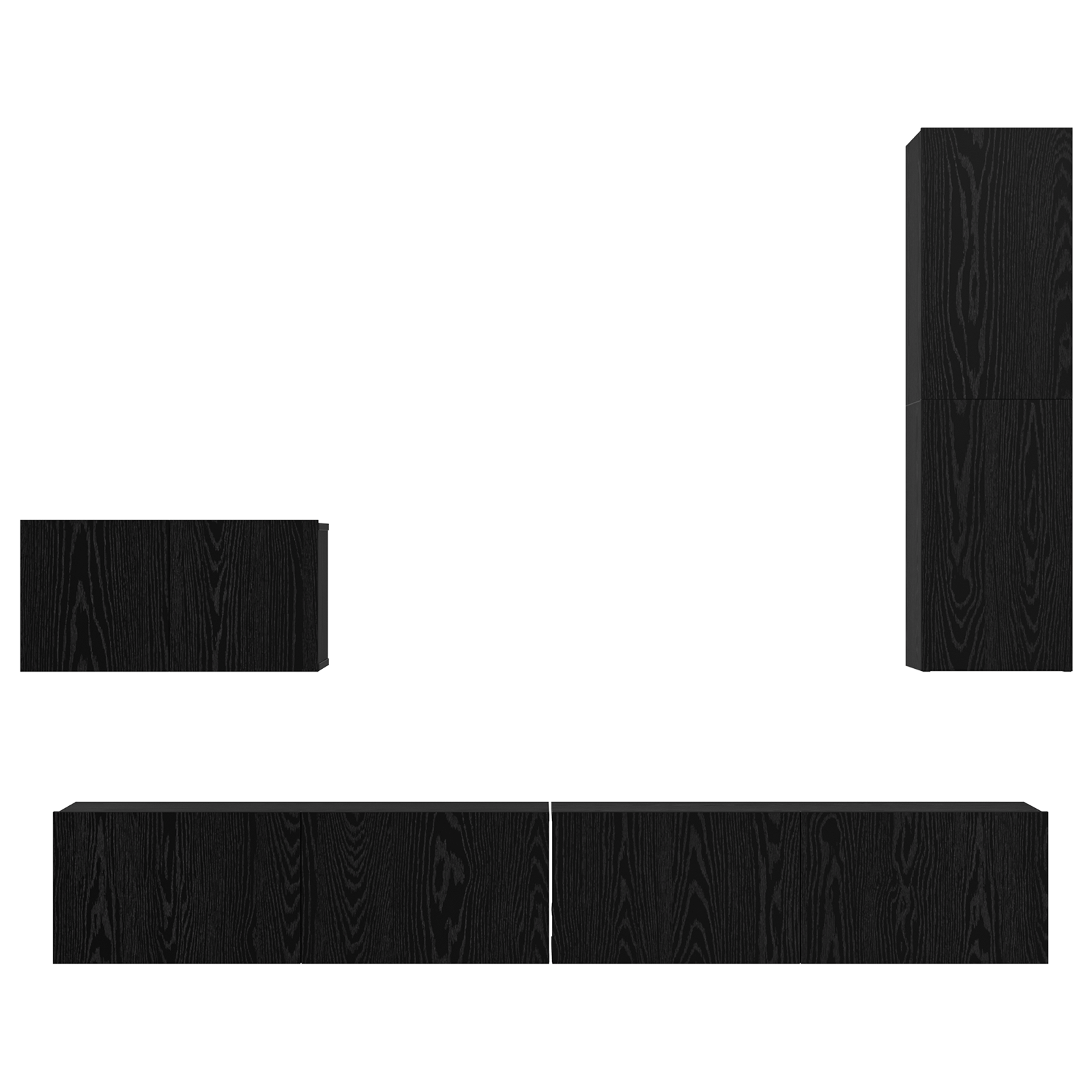 Dulap pentru TV pe Perete cu raft Altele cu depozitare cu usa 4 pcs Stejar negru — imaginea 8