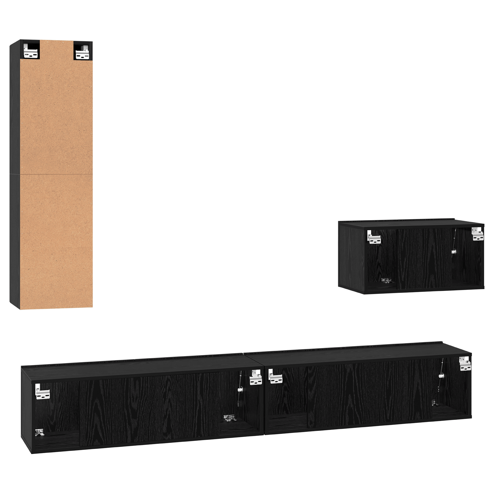Dulap pentru TV pe Perete cu raft Altele cu depozitare cu usa 4 pcs Stejar negru — imaginea 10