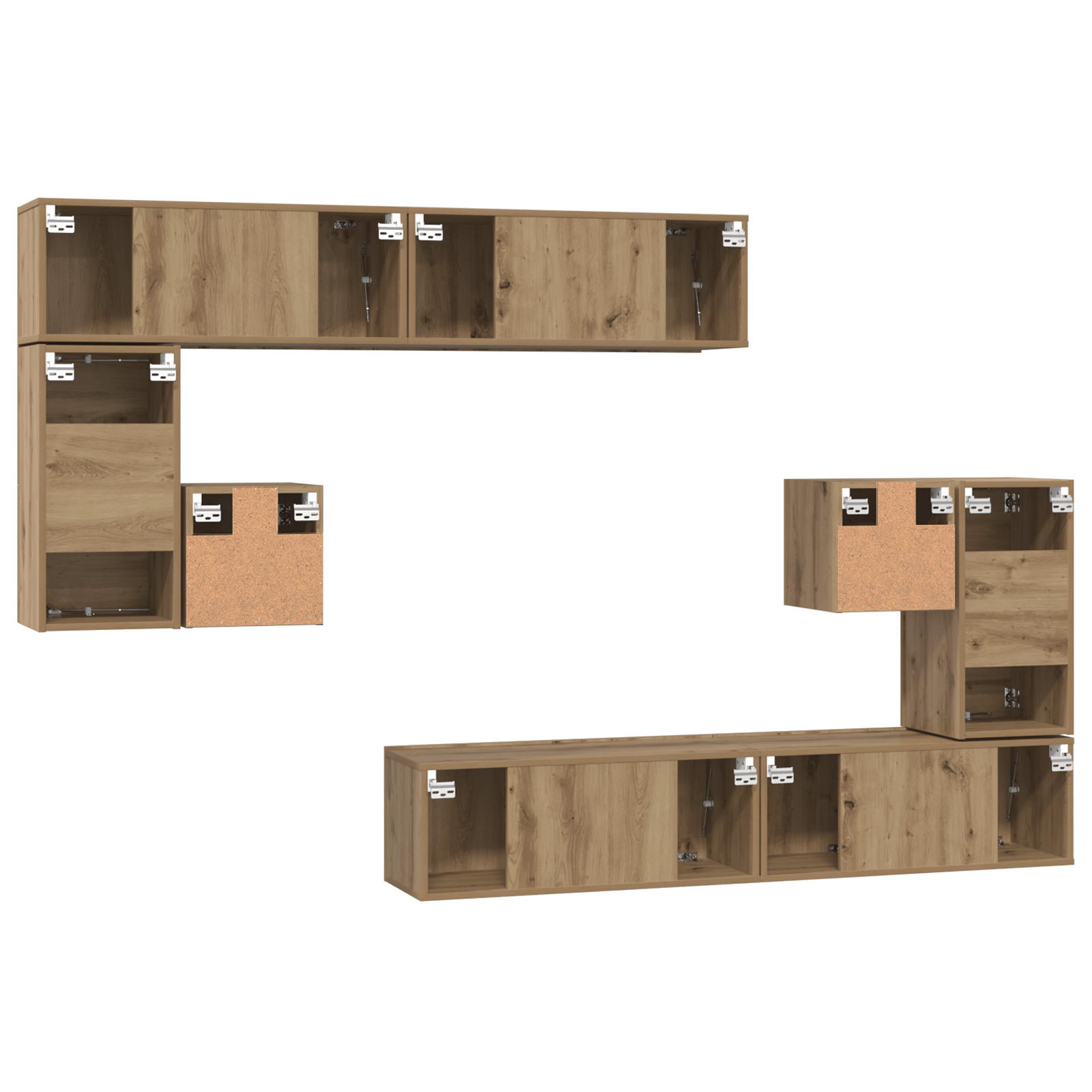 Set comoda TV cu depozitare cu usa 8 pcs Stejar artisanal — imaginea 10
