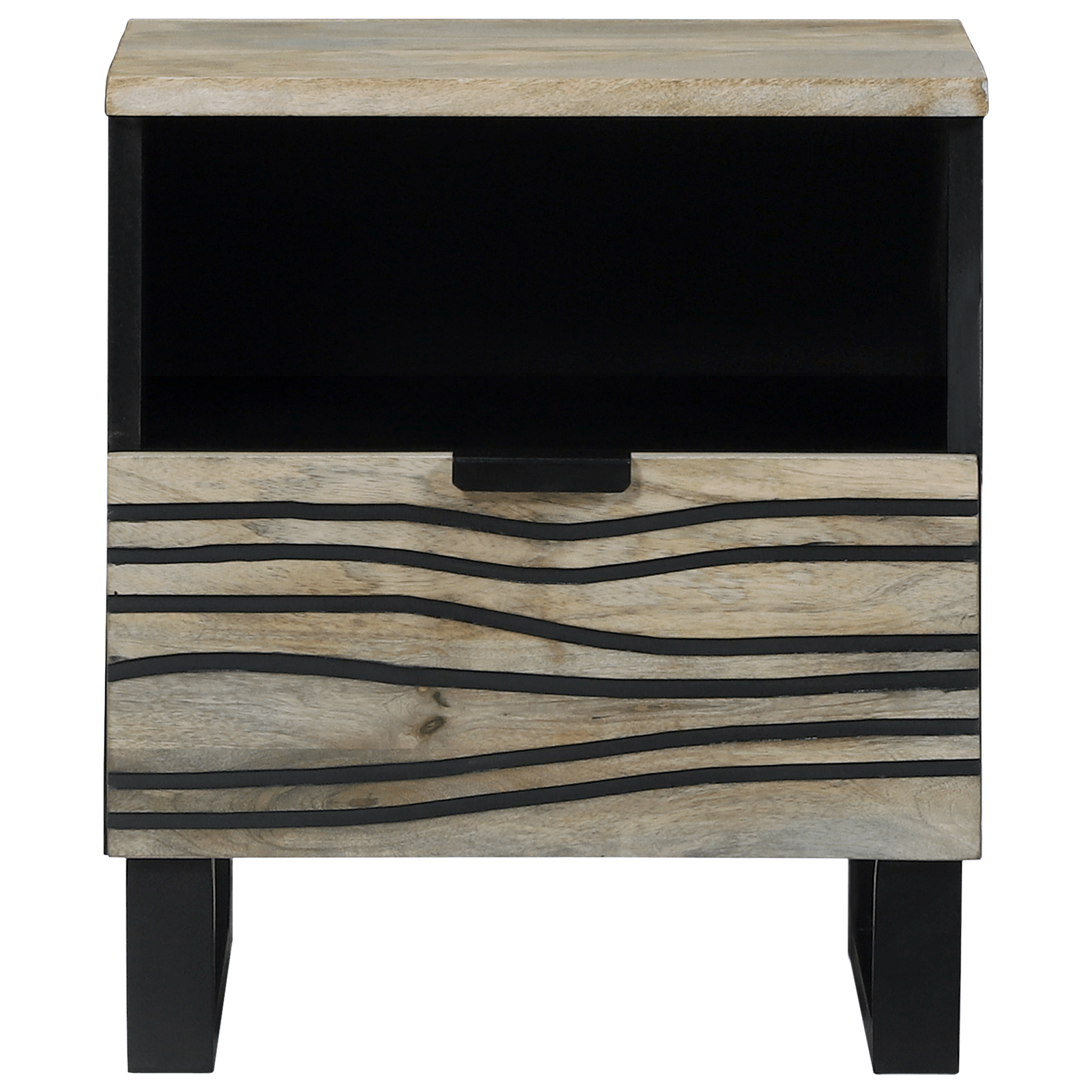 Noptiere cu sertar 2 pcs Alb si negru 40 x 33 x 46 cm — imaginea 4