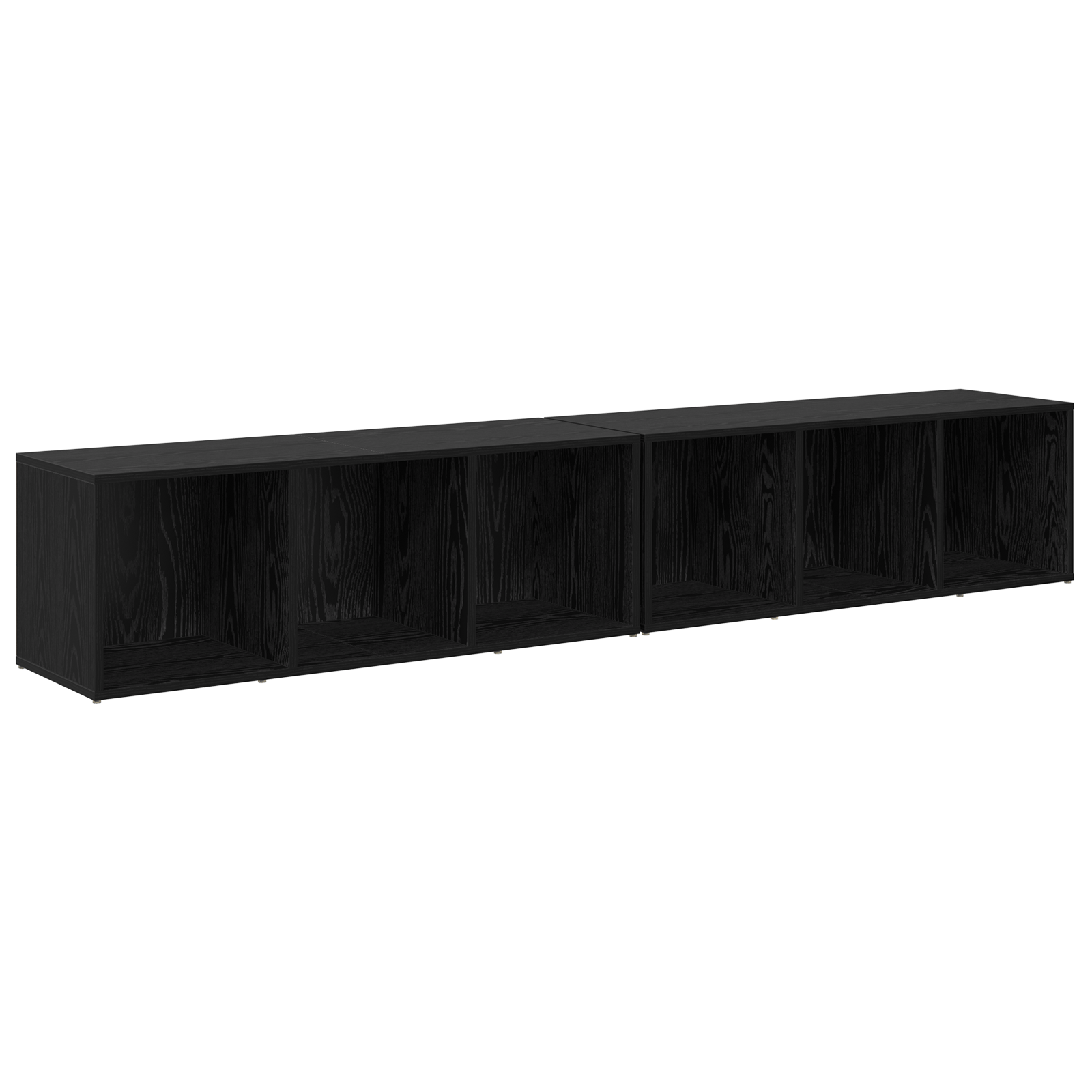 Set comoda TV 2 pcs Stejar Negru 37 x 35 x 107 cm Lemn compozit — imaginea 2