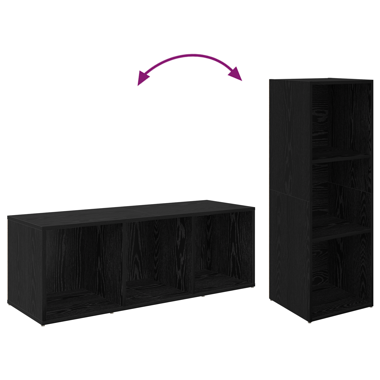 Set comoda TV 2 pcs Stejar Negru 37 x 35 x 107 cm Lemn compozit — imaginea 8