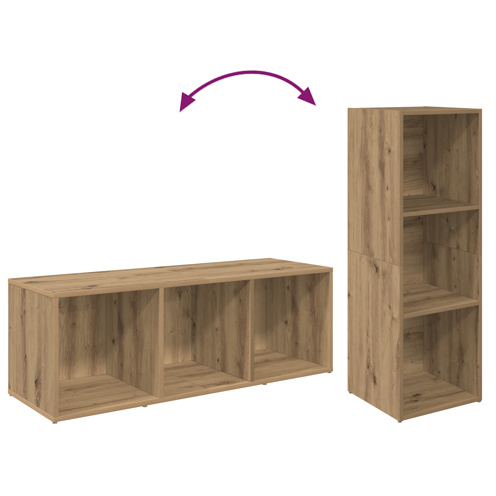 Cabinet TV 3 pcs stejar artizanal 37 x 35 x 107.5 cm — imaginea 8