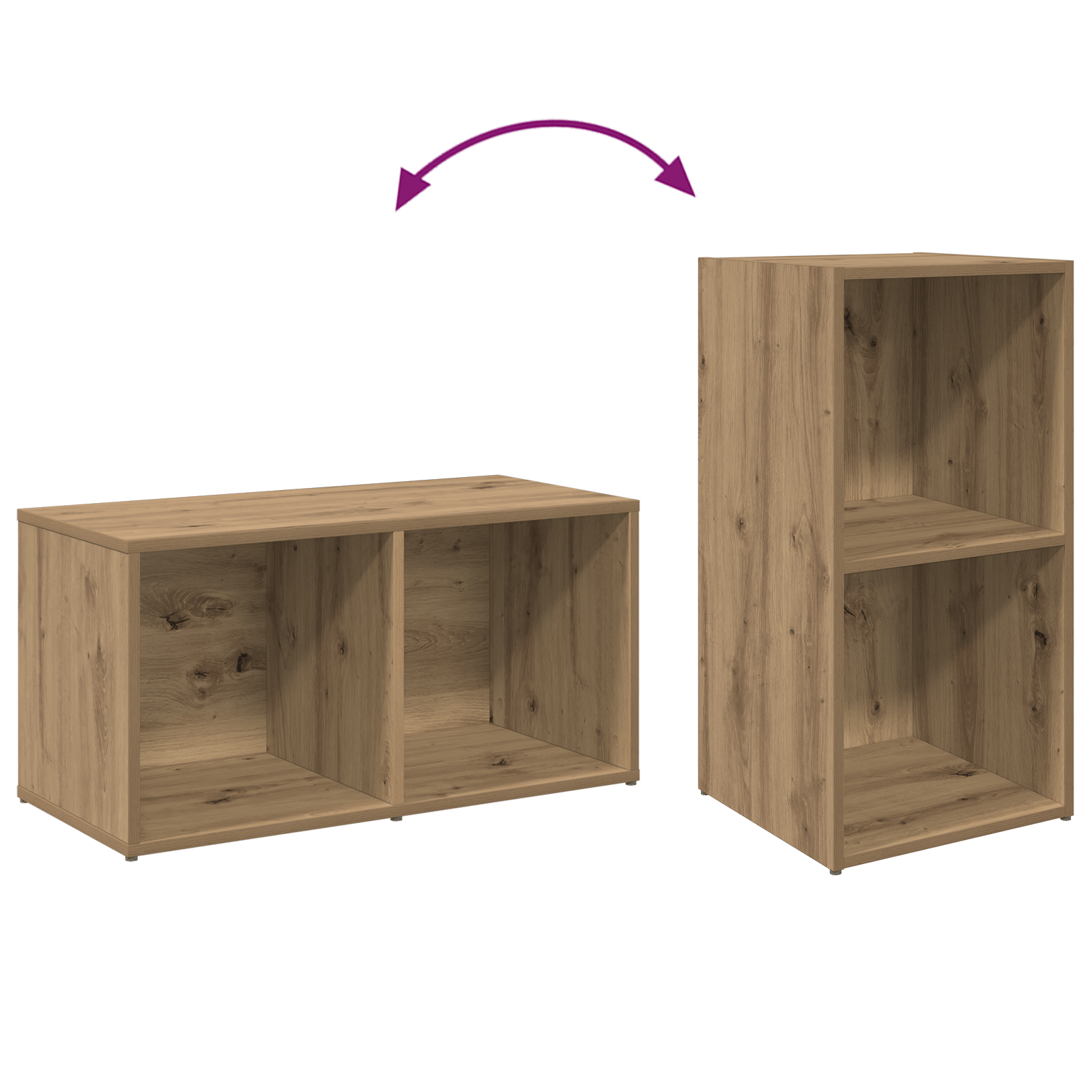 Set comoda TV cu raft 2 pcs Stejar artisanal 72 x 35 x 36.5 cm — imaginea 8