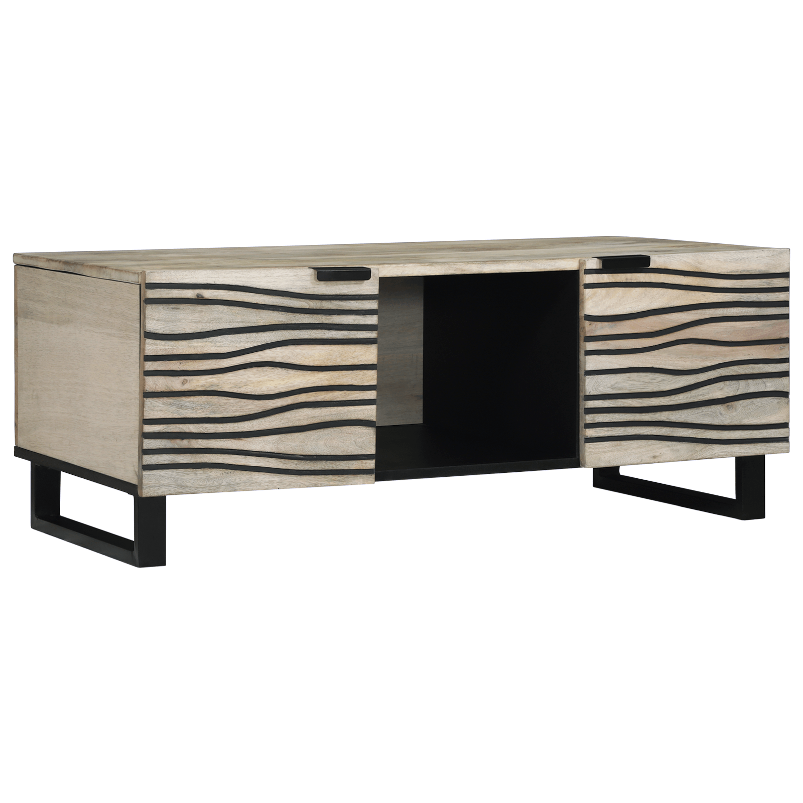 Masa de cafea cu raft cu depozitare cu usa Alb, Negru 100 x 50 x 40 cm