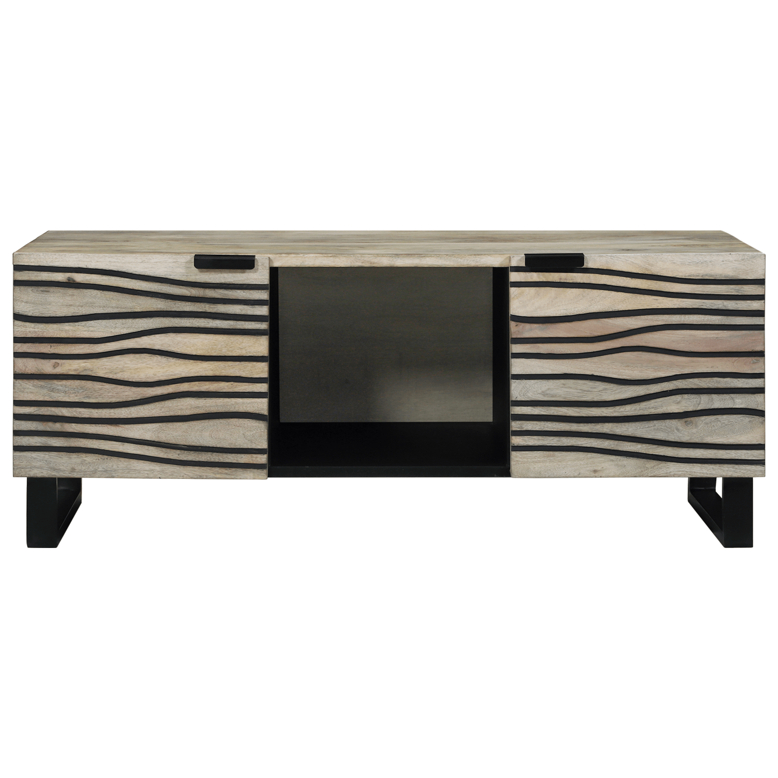 Masa de cafea cu raft cu depozitare cu usa Alb, Negru 100 x 50 x 40 cm — imaginea 3