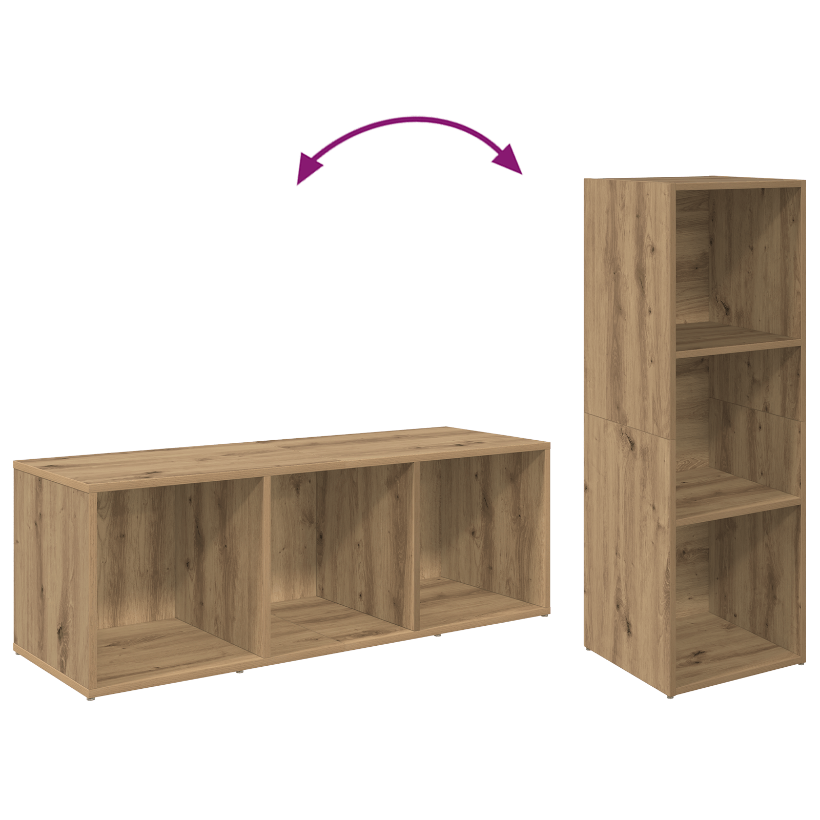 Set comoda TV cu raft 2 pcs Stejar artisanal 107 x 35 x 37 cm — imaginea 8