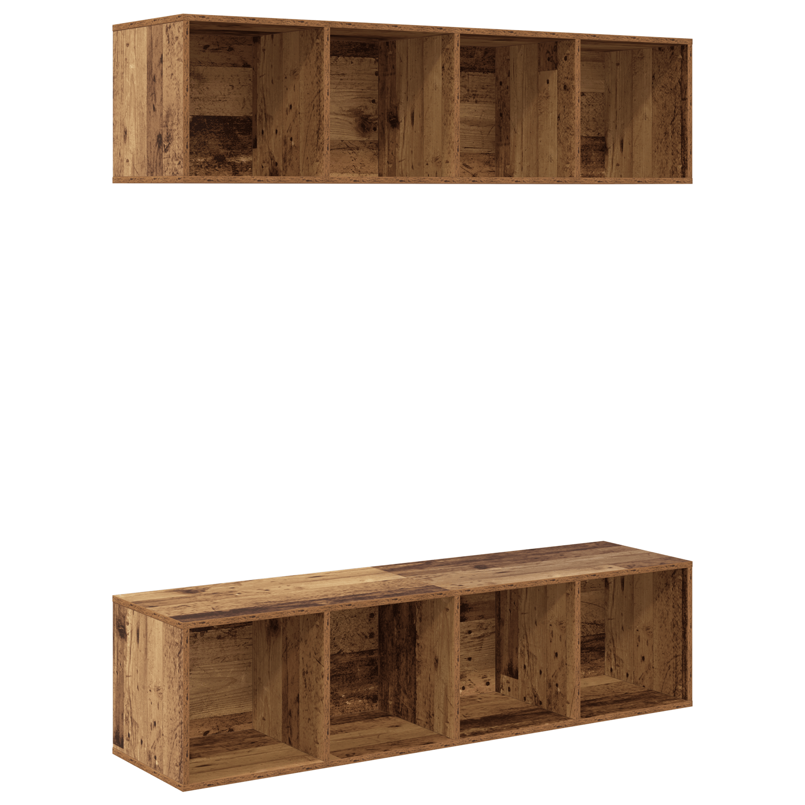 Set comoda TV 2 pcs Lemn vechi 37 x 37 x 142.5 cm Lemn compozit — imaginea 2
