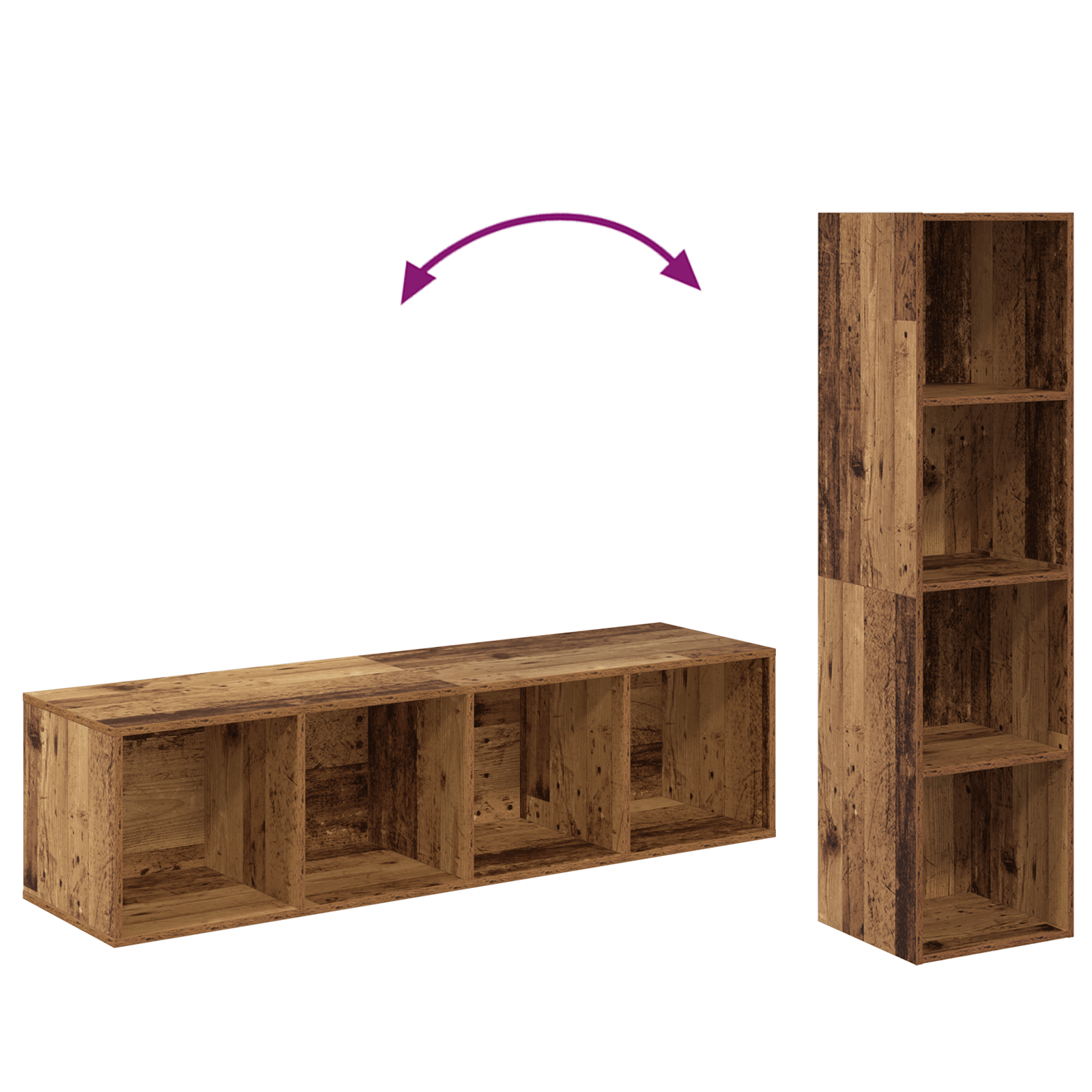 Set comoda TV 2 pcs Lemn vechi 37 x 37 x 142.5 cm Lemn compozit — imaginea 8