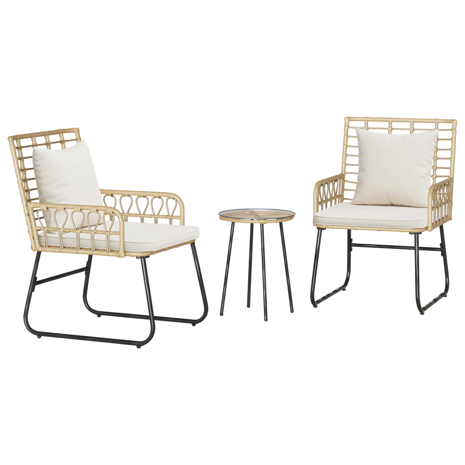 Set de masa pentru gradina cu perna 3 pcs Negru, Antracit — imaginea 2