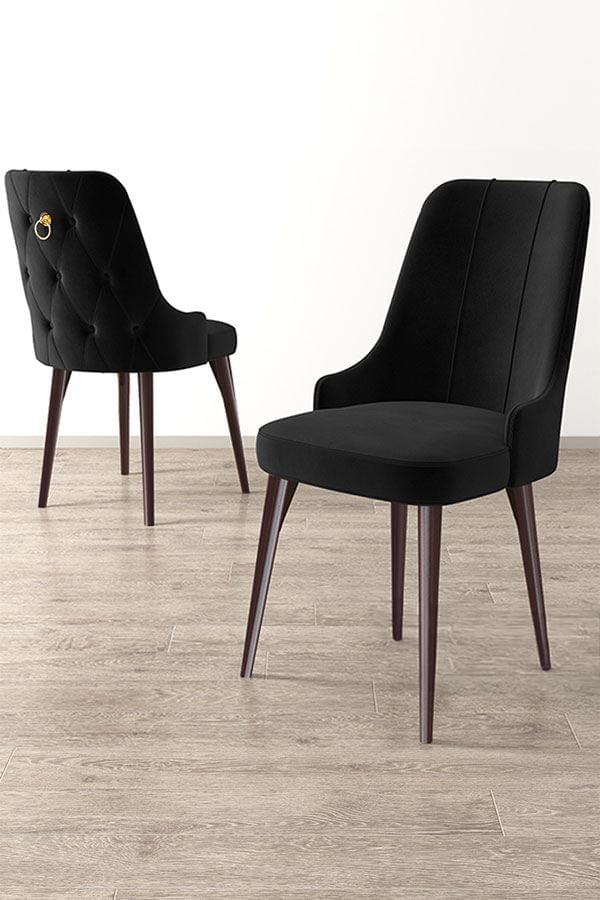 Set scaune, Hanah Home, metal, babyface, negru maro, 46x46x94 cm, 2 bucati