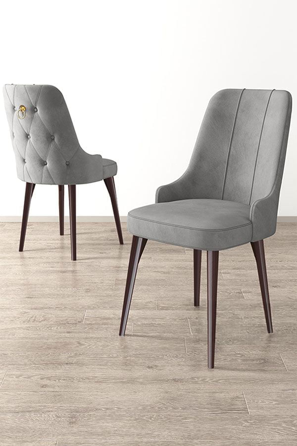 Set scaune, Hanah Home, metal, babyface, gri maro, 46x46x94 cm, 4 bucati