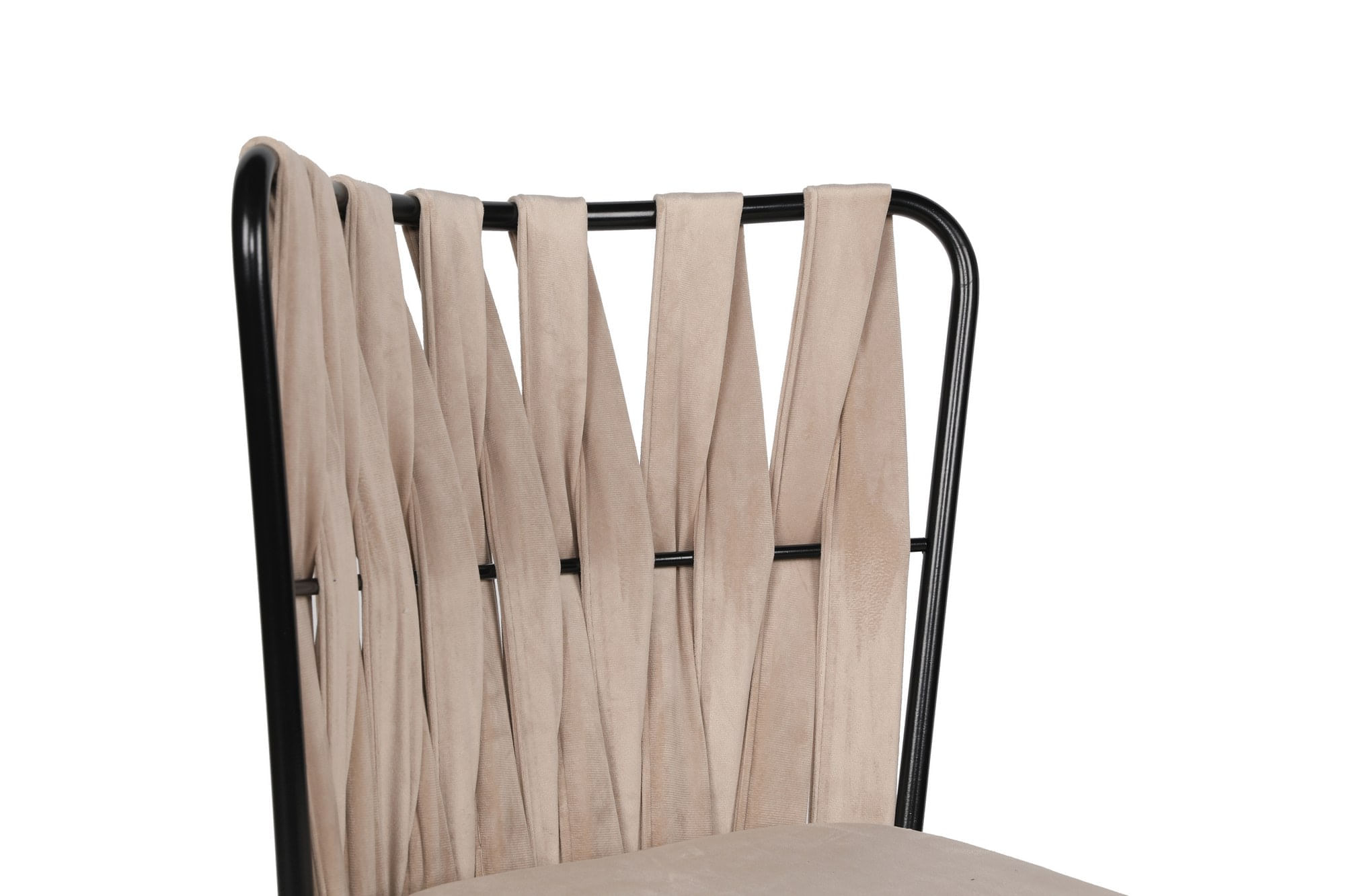 Set scaune, Hanah Home, metal, catifea, crem negru, 43x43x82 cm — imaginea 4