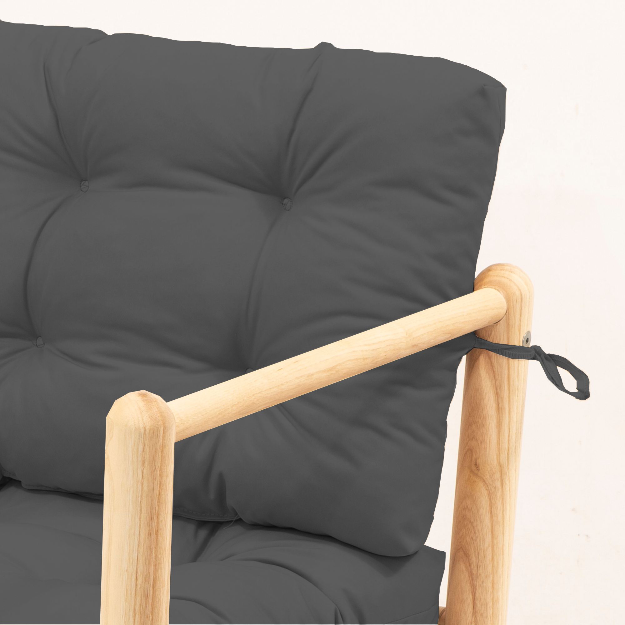 Set mobilier gradina, Hanah Home, lemn de castan, antracit, 3 piese — imaginea 2