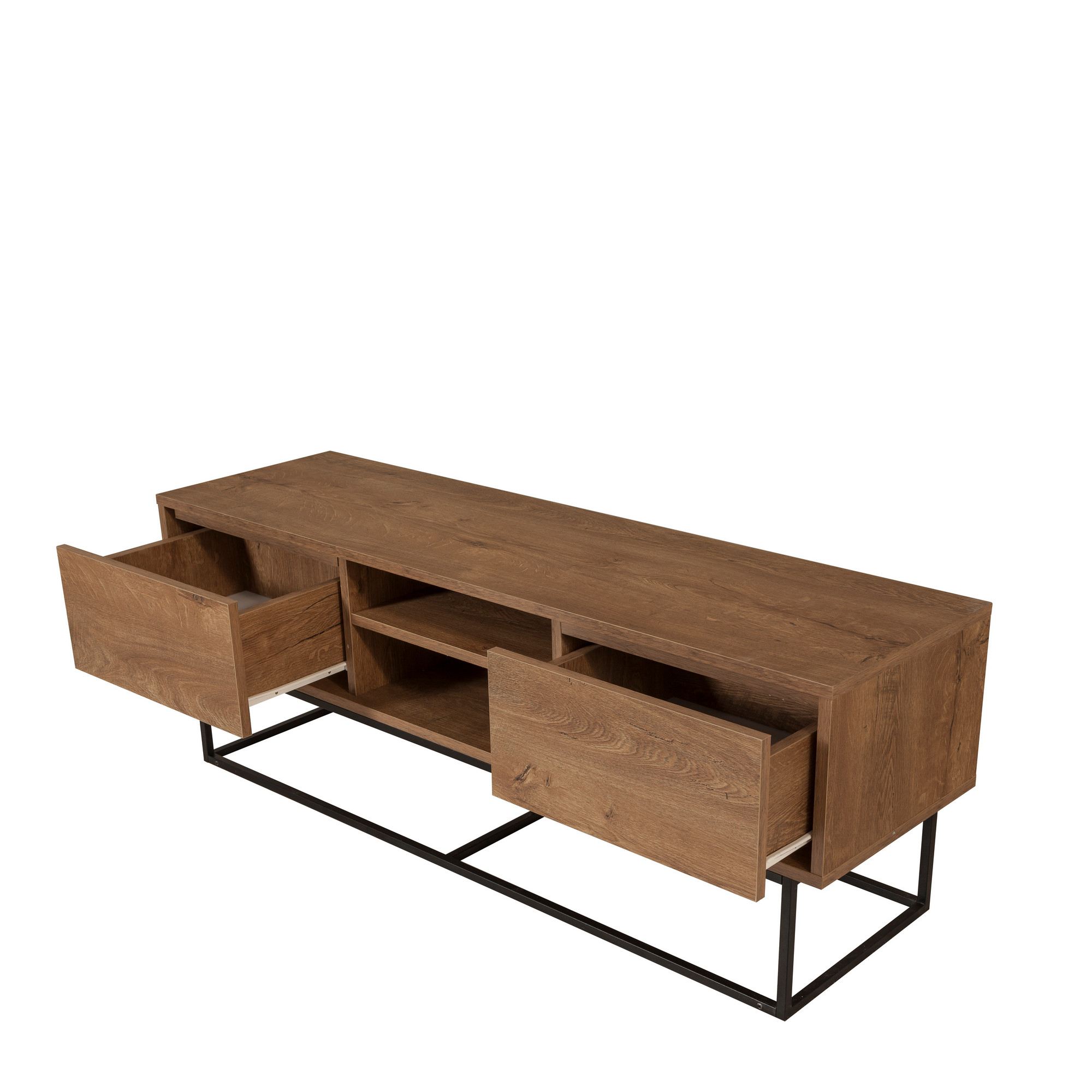 Comoda tv, Hanah Home, pal melaminat, nuc si negru, 140x40x50 cm — imaginea 2