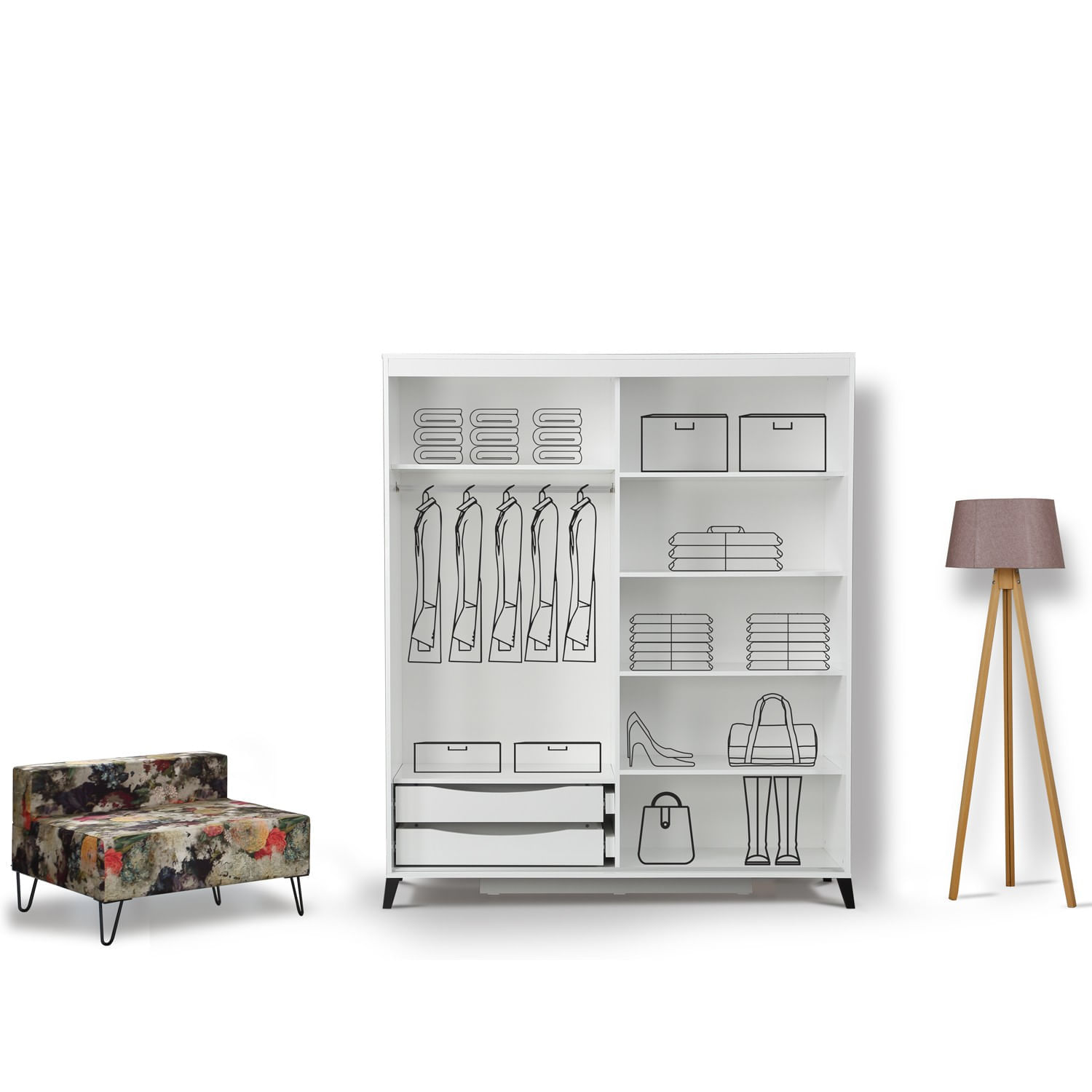 Sifonier, Hanah Home, pal melaminat, alb, 150x60x216 cm — imaginea 2