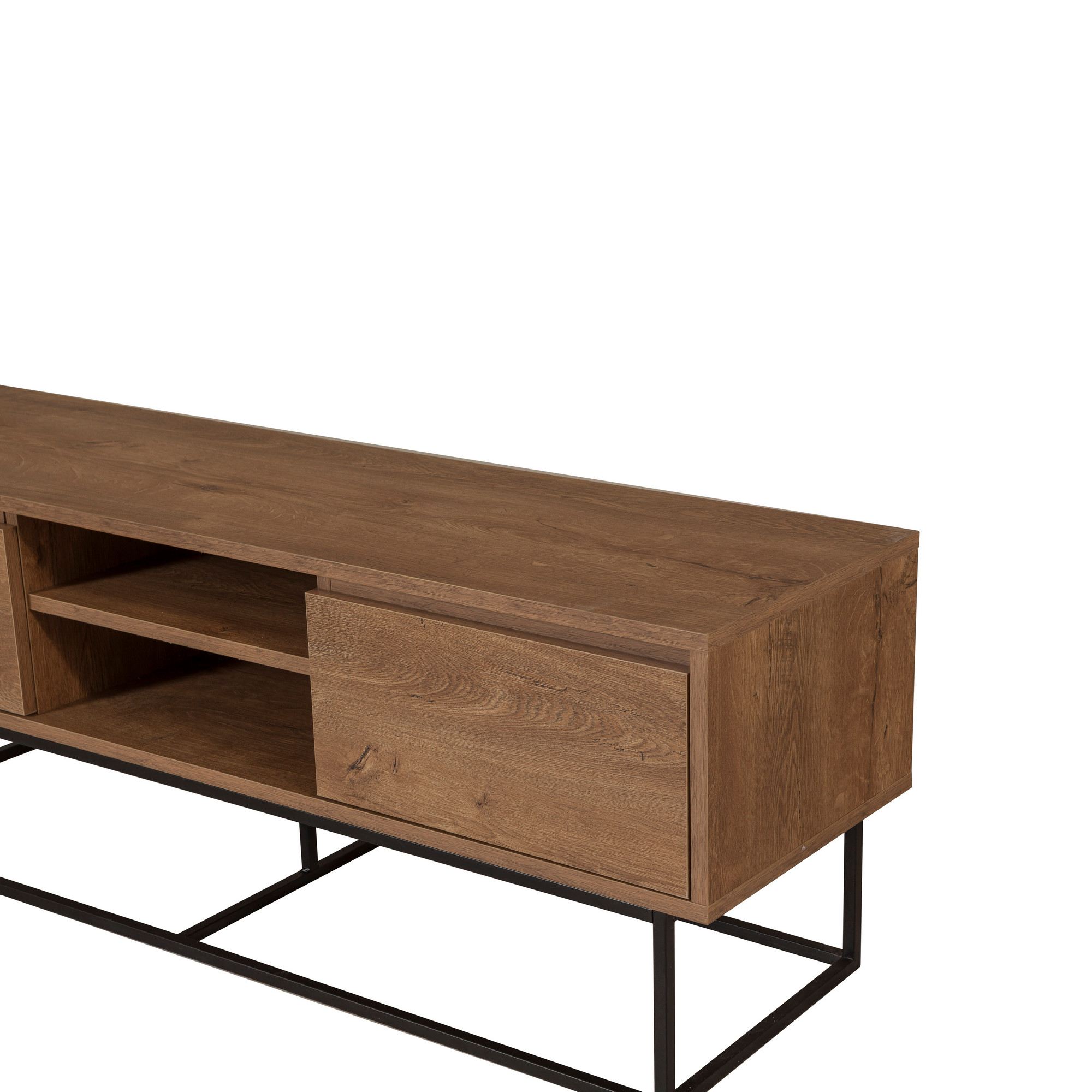 Comoda tv, Hanah Home, pal melaminat, nuc si negru, 140x40x50 cm — imaginea 4