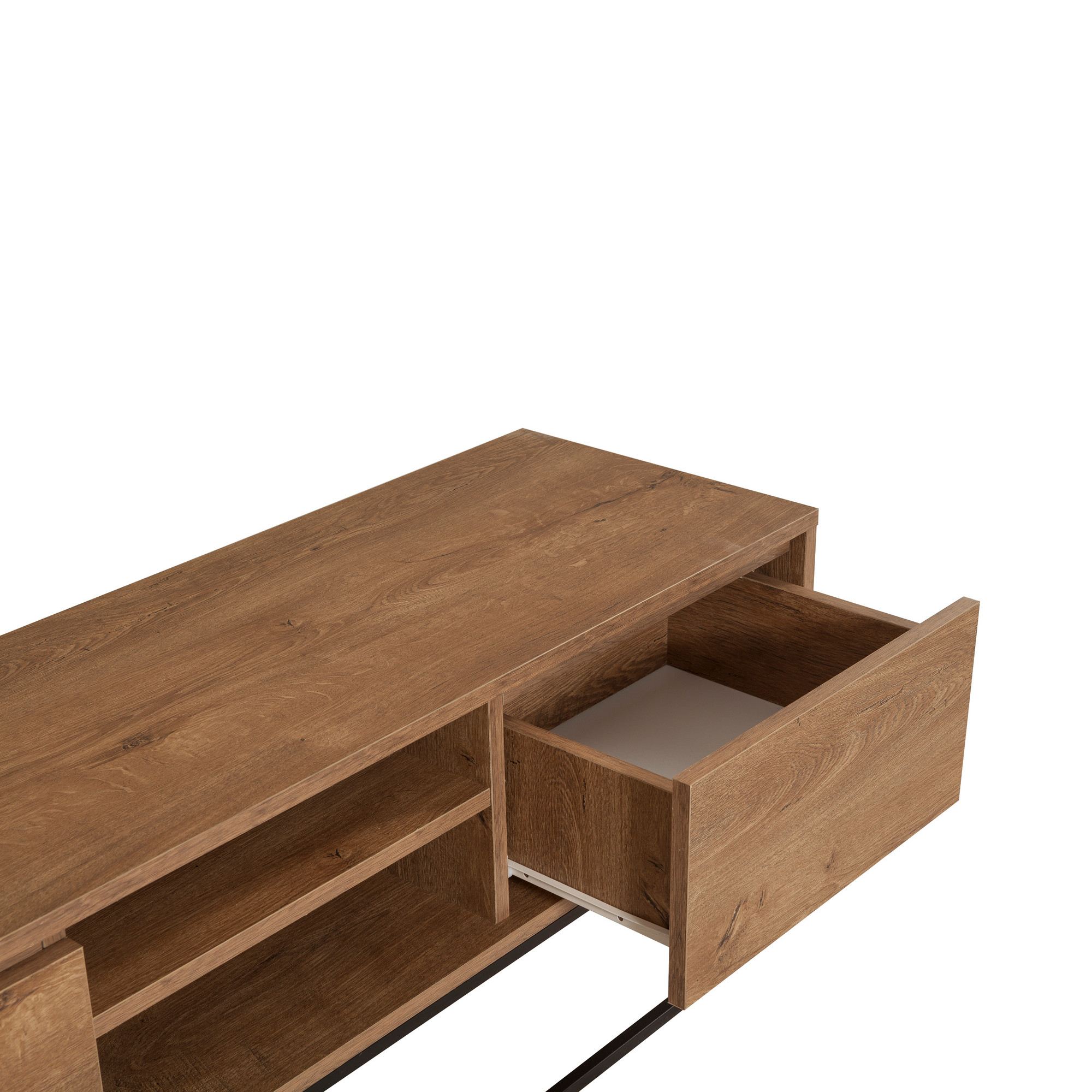 Comoda tv, Hanah Home, pal melaminat, nuc si negru, 140x40x50 cm — imaginea 6