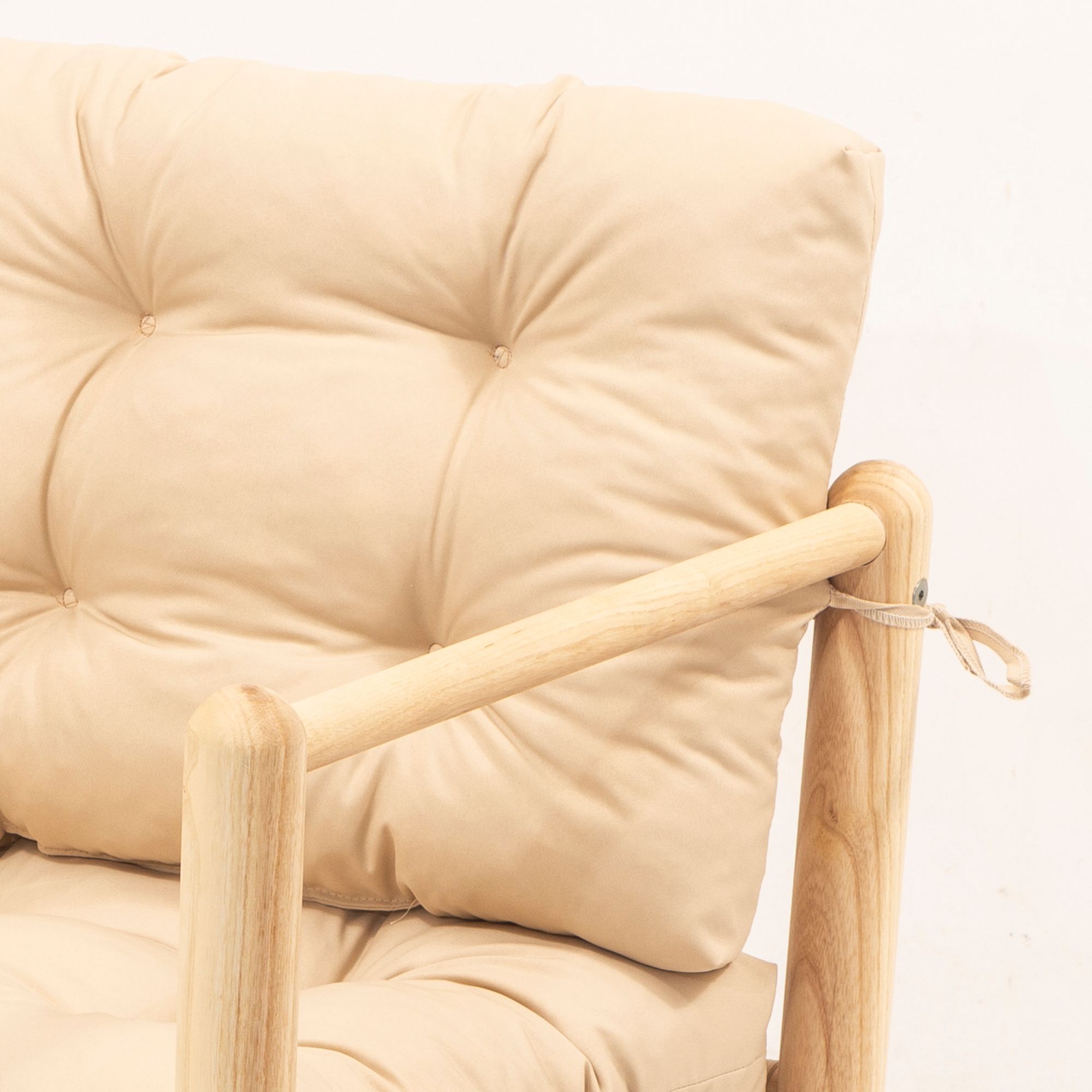 Set mobilier gradina, Hanah Home, lemn de castan, crem, 3 piese — imaginea 2