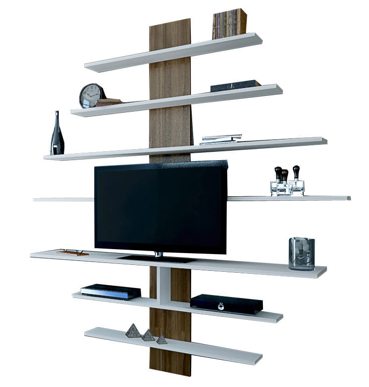 Comoda tv, Hanah Home, pal melaminat, alb si nuc, 160x160x30 cm — imaginea 3