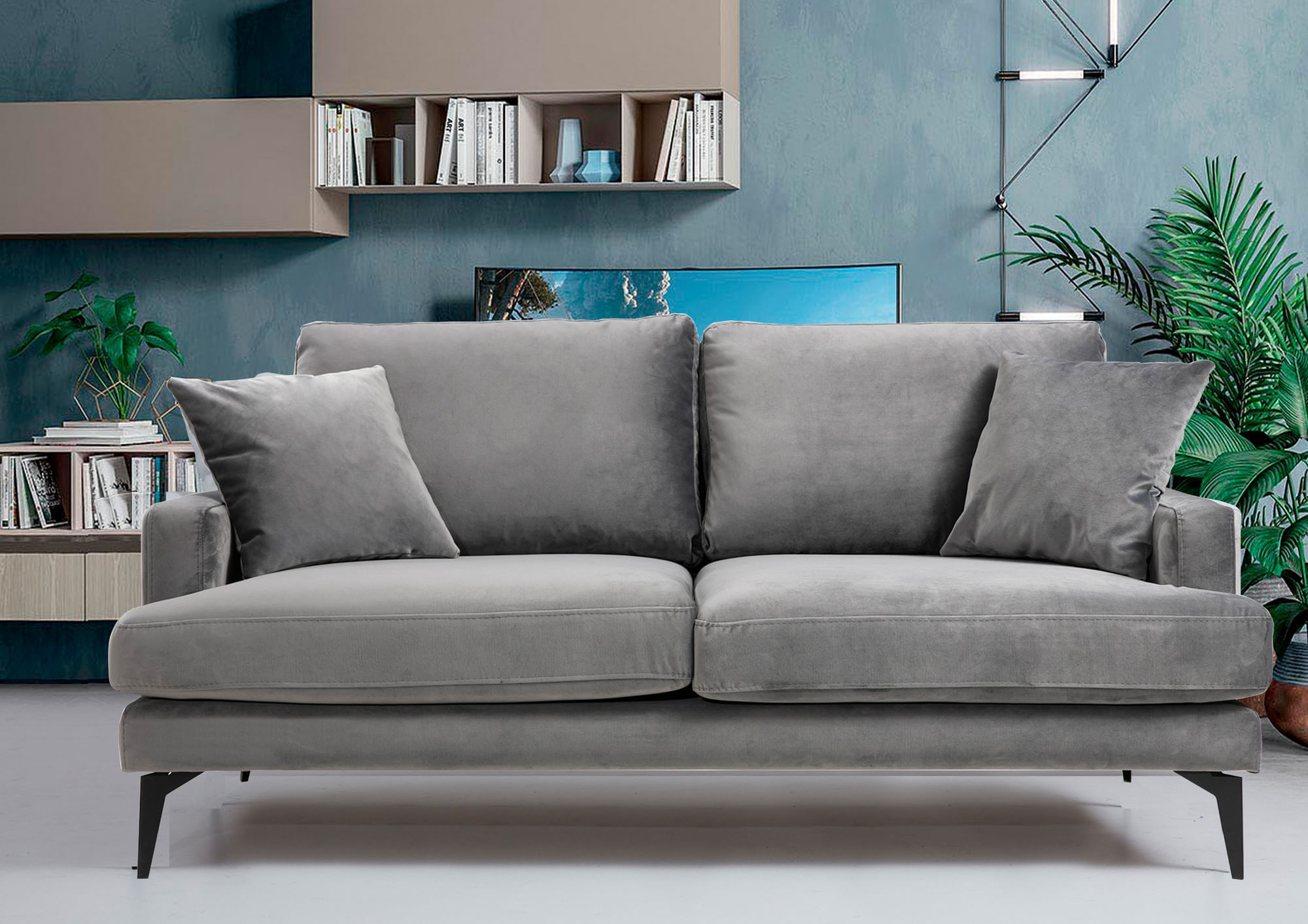 Canapea 2 locuri, Hanah Home, lemn fag si pal, gri, 175x90x88 cm — imaginea 2