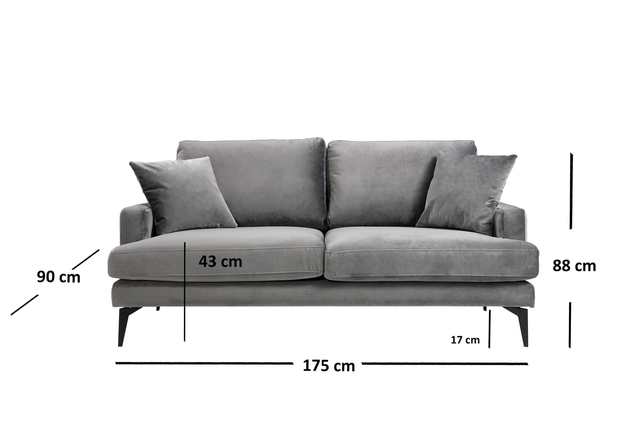 Canapea 2 locuri, Hanah Home, lemn fag si pal, gri, 175x90x88 cm — imaginea 4