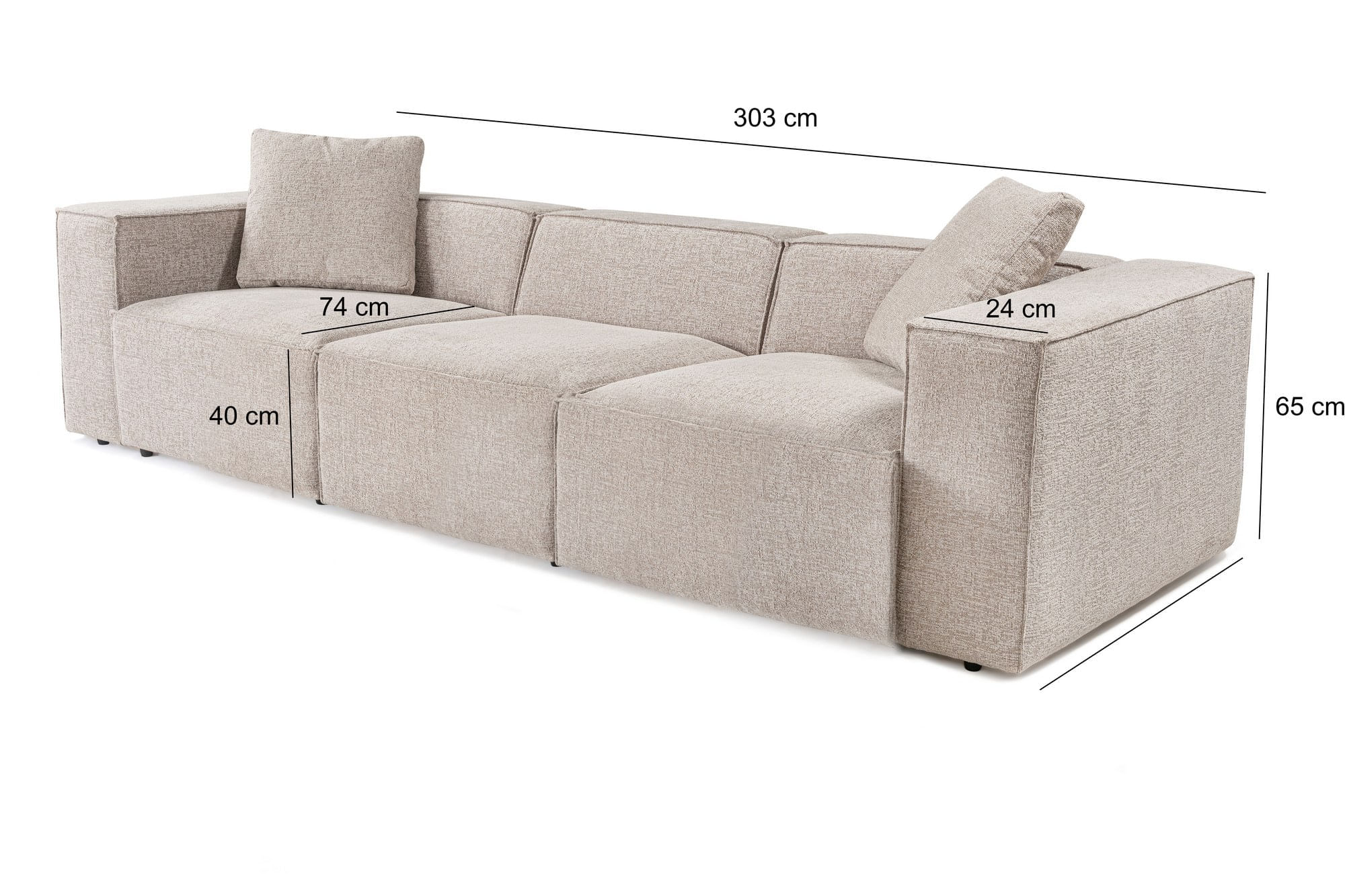 Canapea 3 locuri, Hanah Home, in, mocha, 303x108x65 cm — imaginea 8