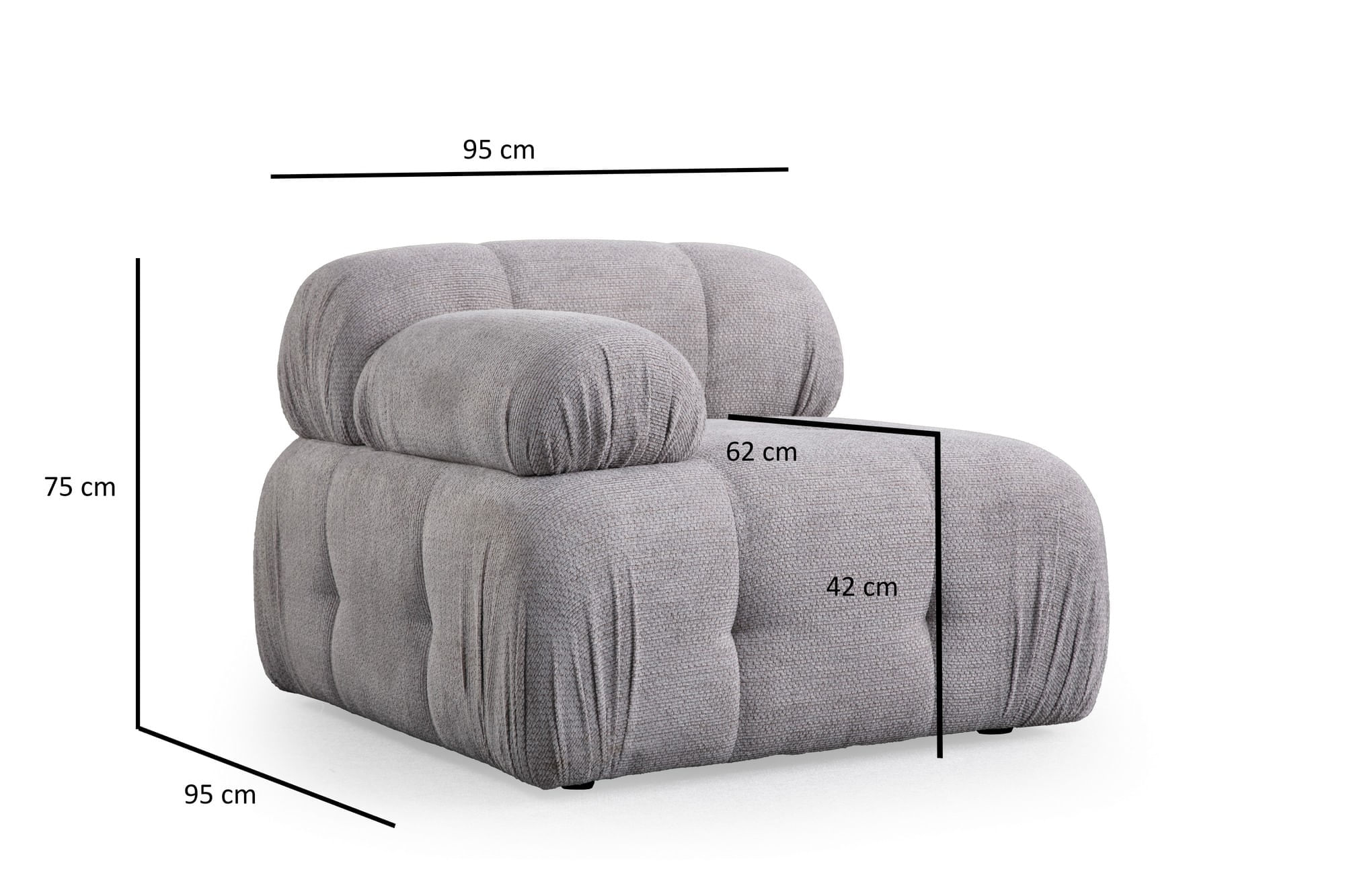 Fotoliu, Atelier Del Sofa, lemn fag si pal, gri deschis, 95x95x75 cm — imaginea 2