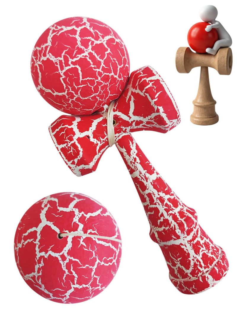 Kendama Profesionala, Bila din lemn, Design artistic cu finisaj Crapatura + Sticker pentru Telefon, 111KD