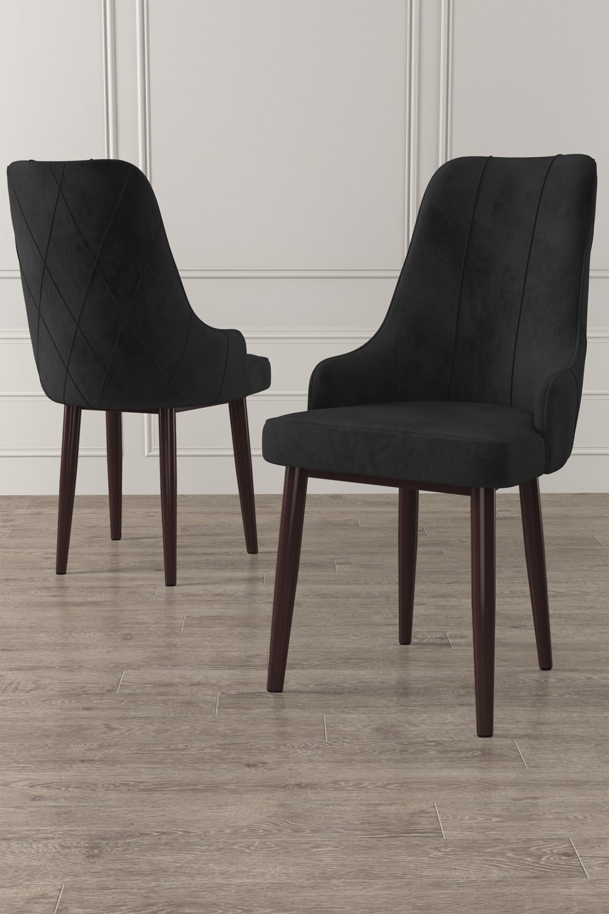 Set scaune, Hanah Home, metal, negru maro, 46x42x95 cm, 240CHR1676