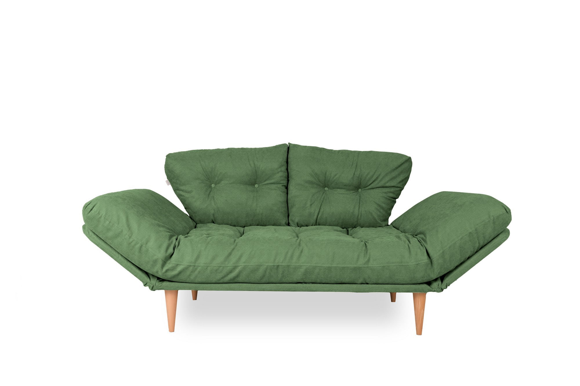 Canapea extensibila, Hanah Home, cadru metalic, stofa in, verde, 190x60 cm — imaginea 4