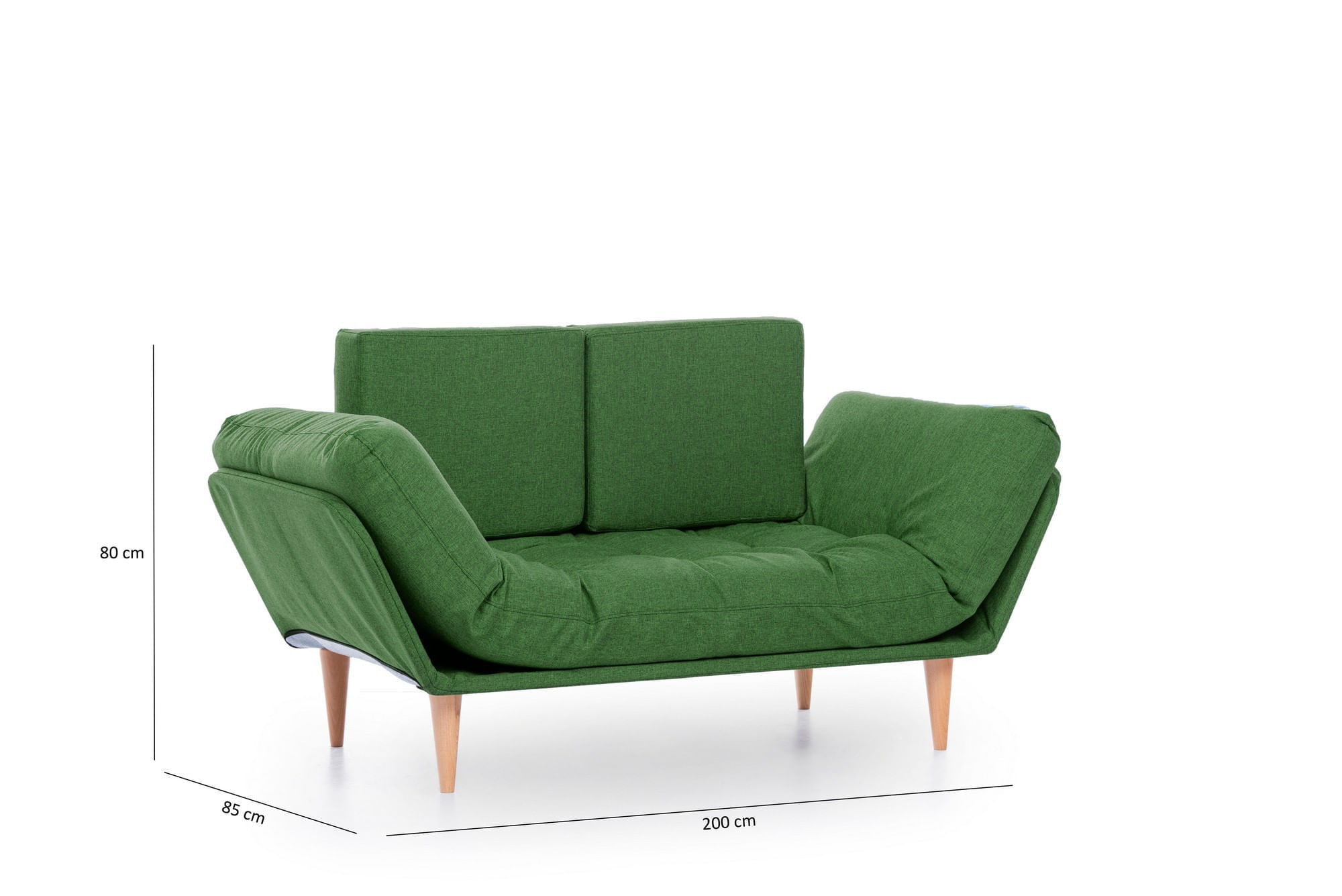 Canapea extensibila, Hanah Home, cadru metalic, stofa in, verde, 190x60 cm — imaginea 7
