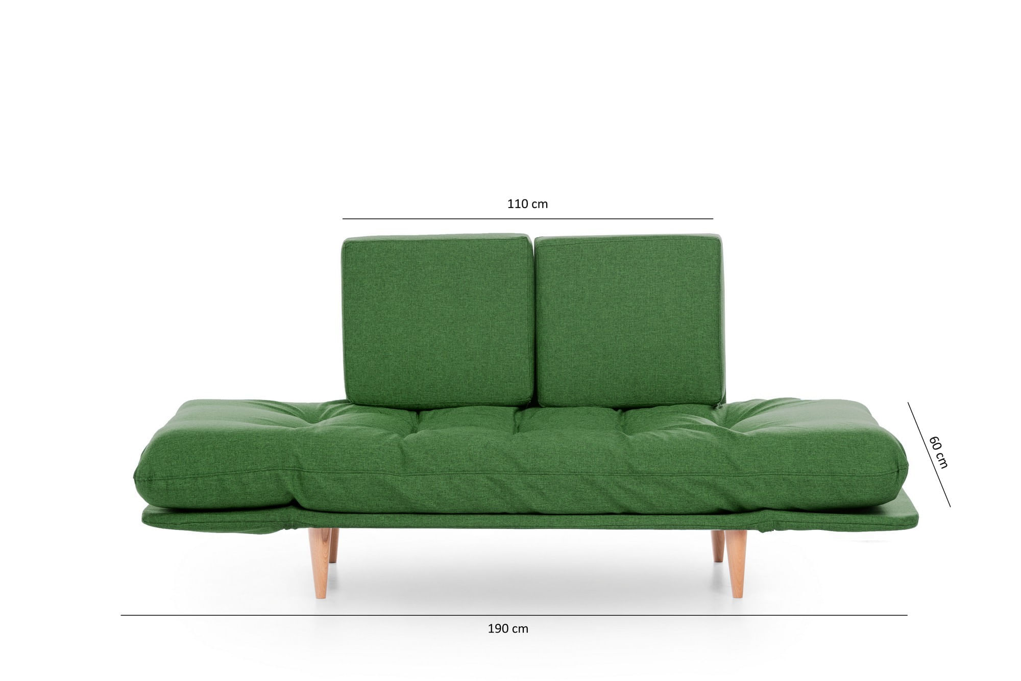 Canapea extensibila, Hanah Home, cadru metalic, stofa in, verde, 190x60 cm — imaginea 8