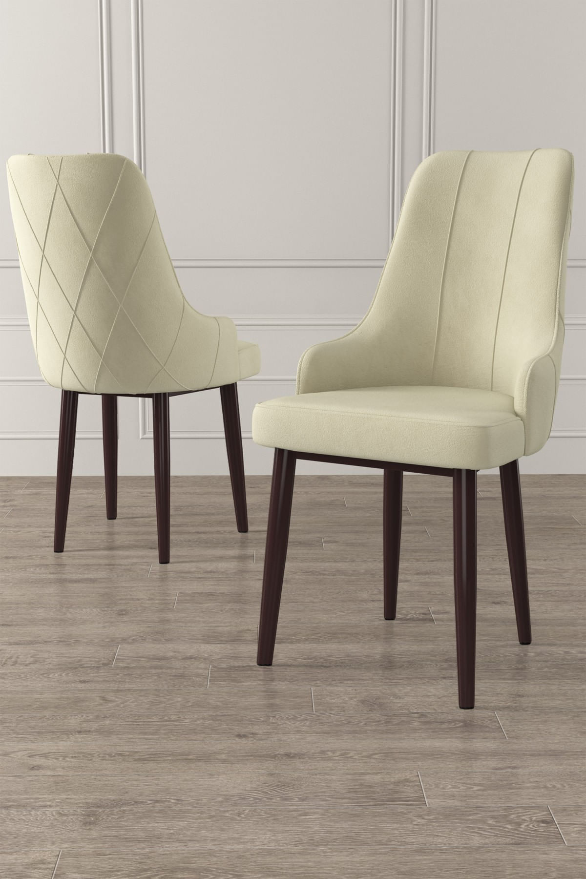Set scaune, Hanah Home, metal, crem maro, 46x42x95 cm, 6 piese