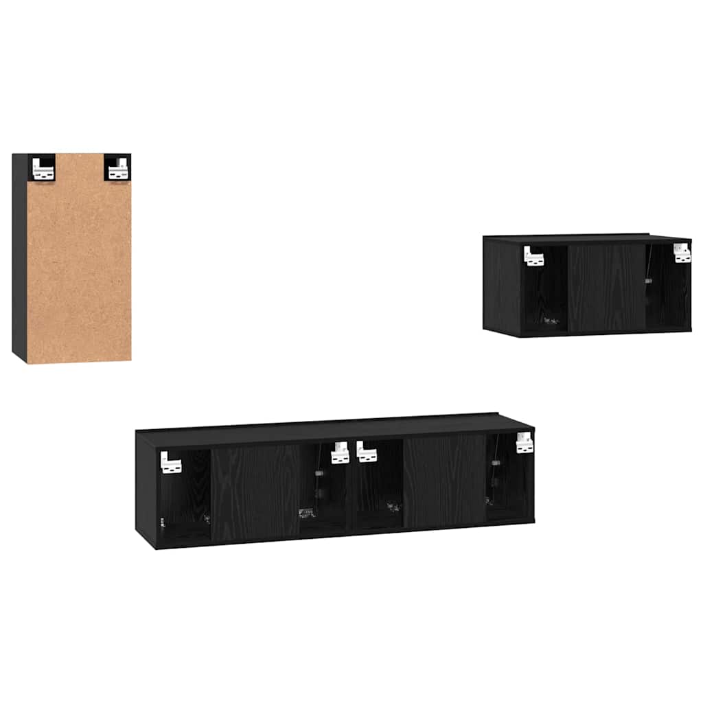 Set comoda TV cu raft Altele 4 pcs Stejar negru 30.5 x 30 x 60 cm — imaginea 9