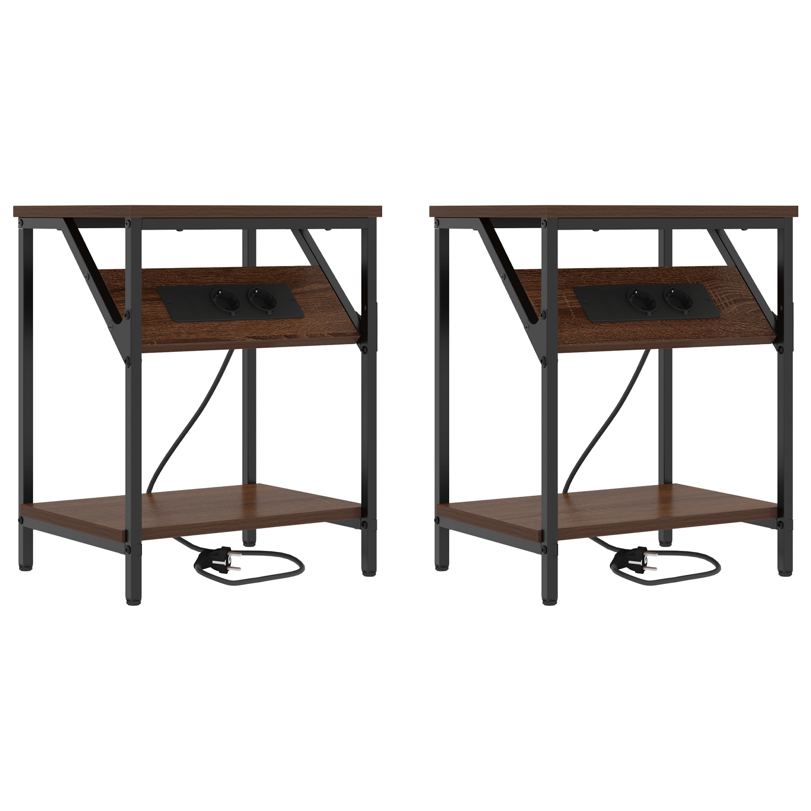 Noptiere 2 pcs Stejar brun 38 x 30 x 48 cm Lemn compozit — imaginea 2