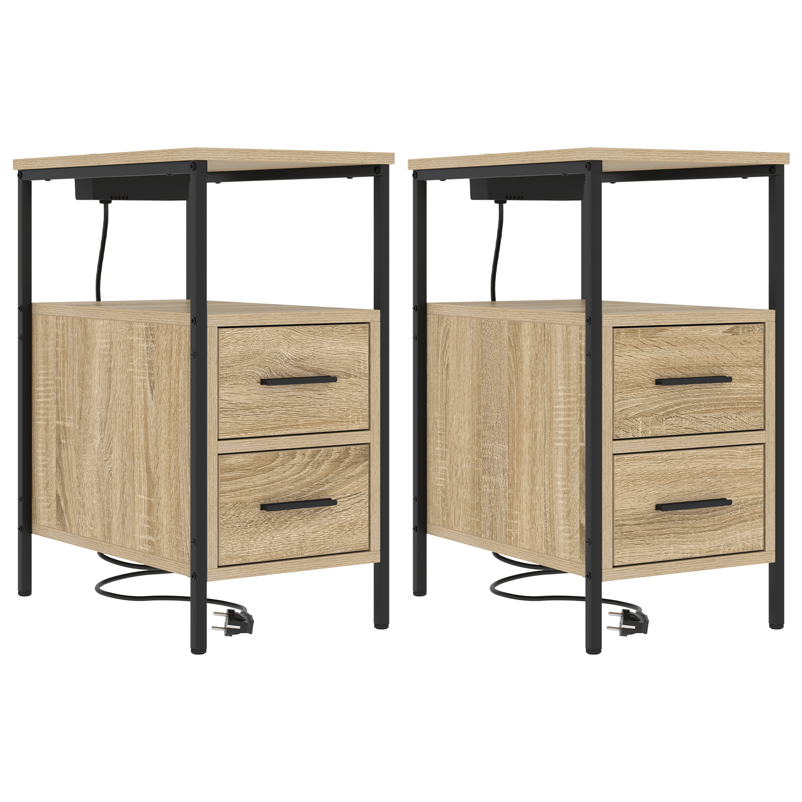 Noptiere 2 pcs Stejar sonoma 30 x 48 x 61 cm Lemn compozit — imaginea 2