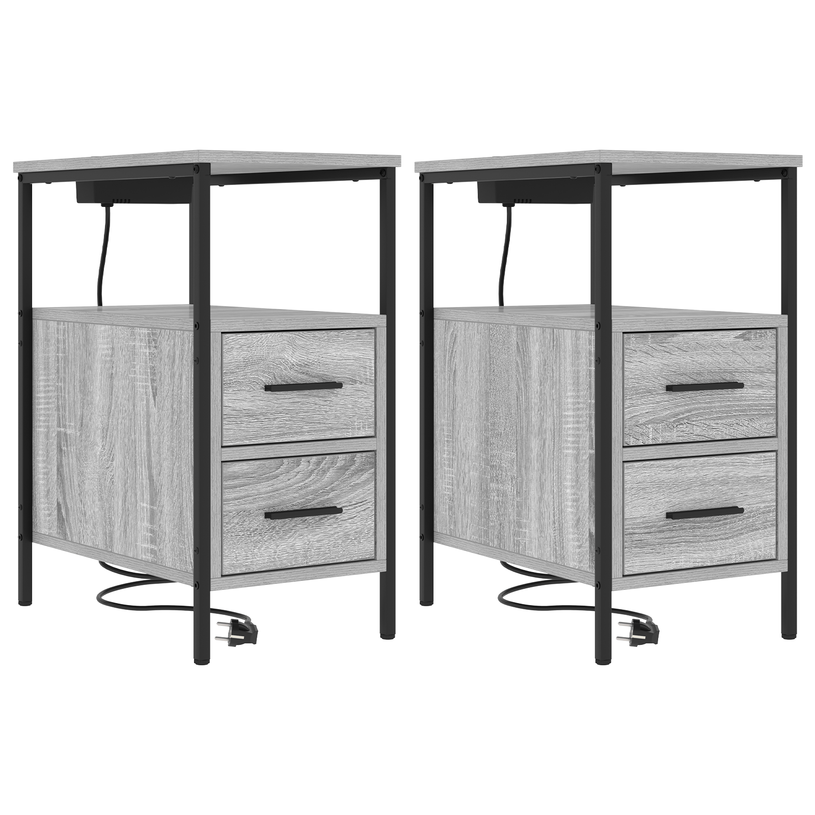 Noptiere 2 pcs sonoma gri 30 x 48 x 61 cm Lemn compozit — imaginea 2