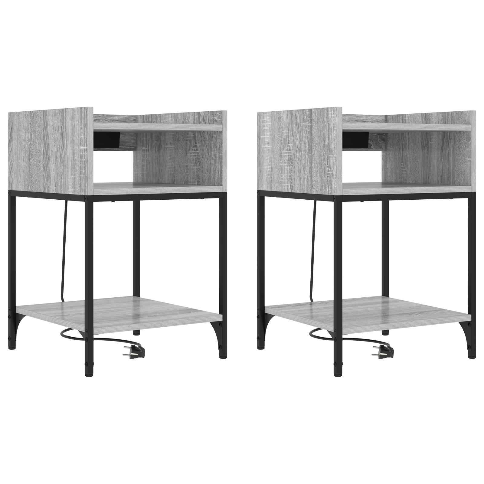 Noptiere cu raft 2 pcs sonoma gri 40 x 40 x 61 cm Lemn compozit — imaginea 2