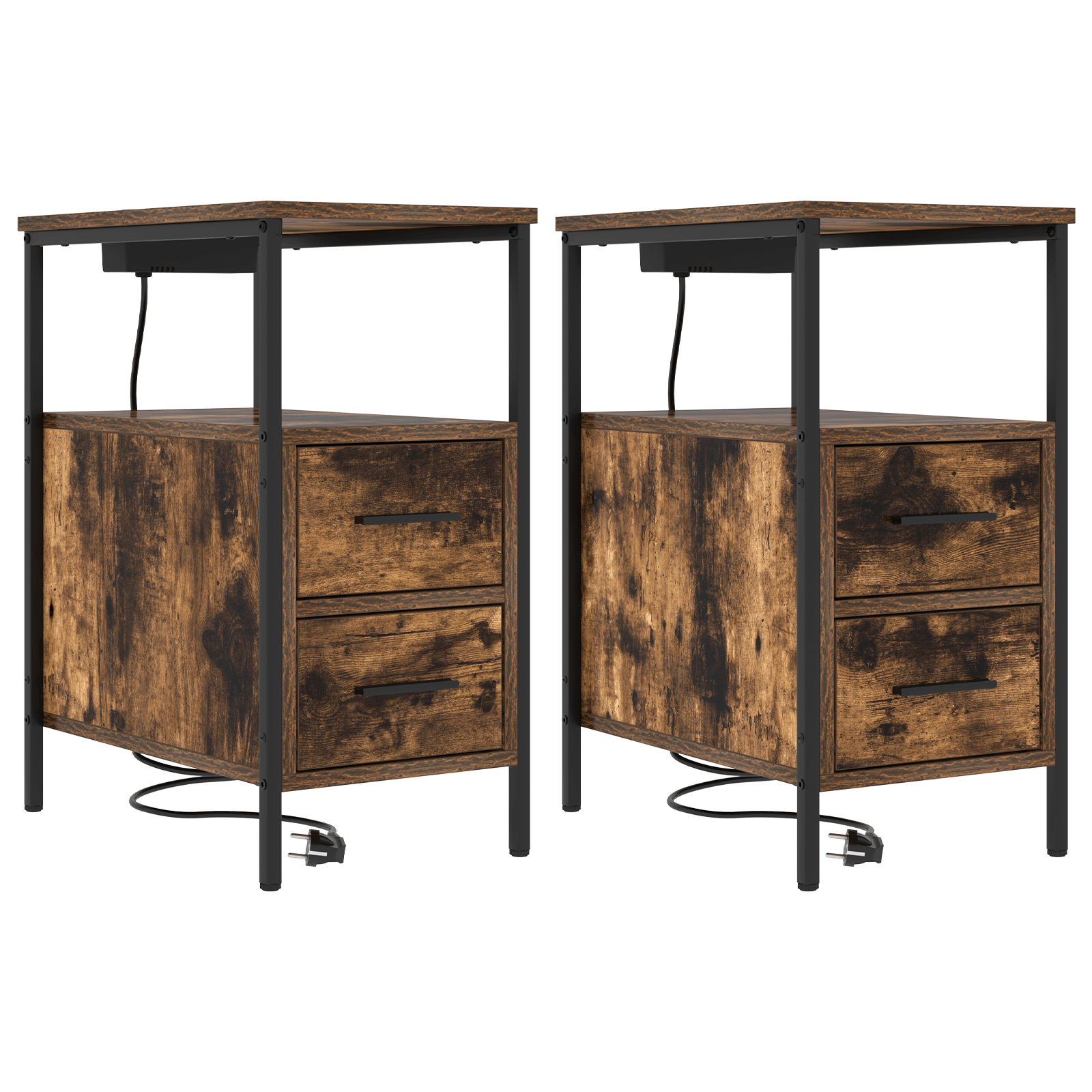 Noptiere 2 pcs Stejar afumat 30 x 48 x 61 cm Lemn compozit — imaginea 2