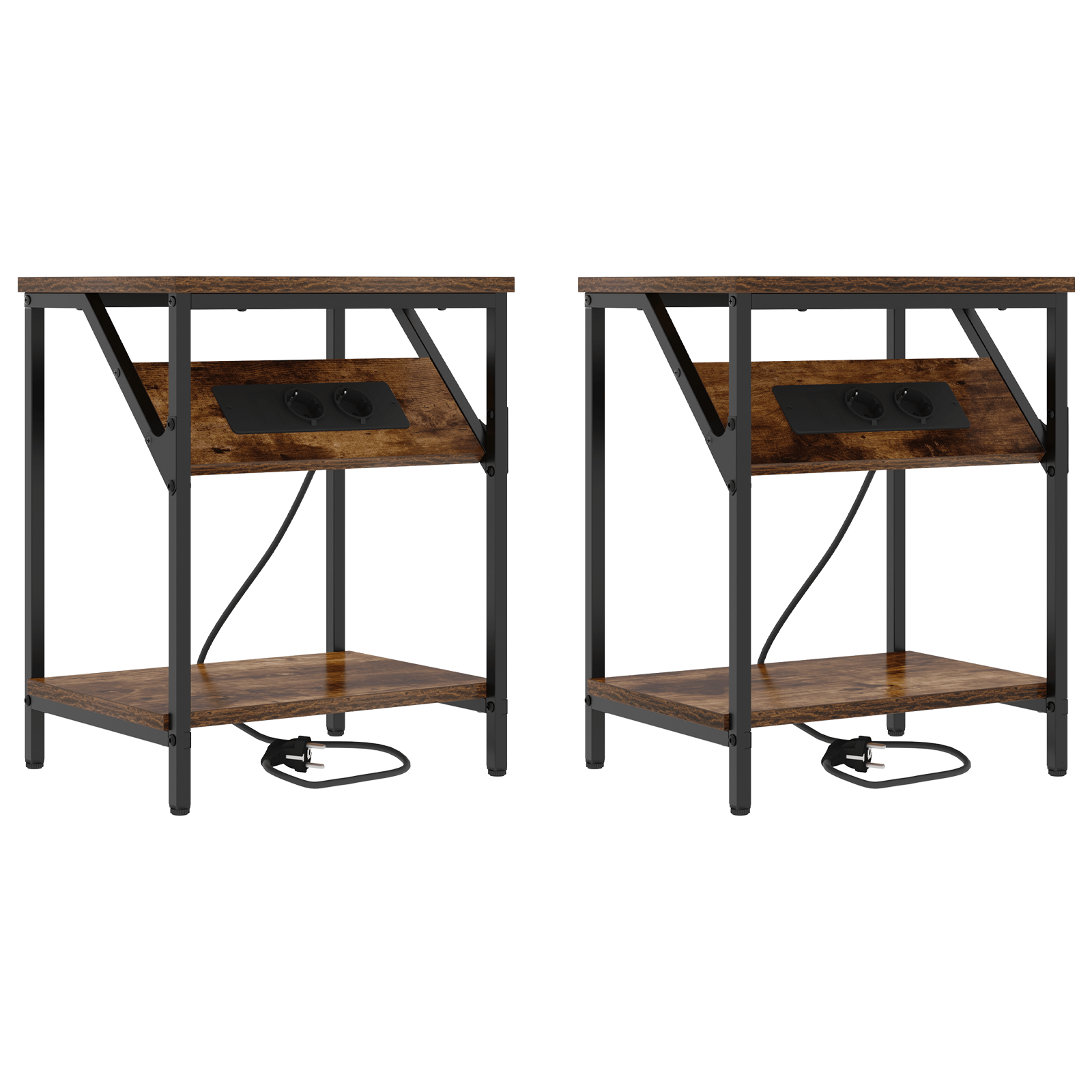 Noptiere 2 pcs Stejar afumat 38 x 30 x 48 cm Lemn compozit — imaginea 2
