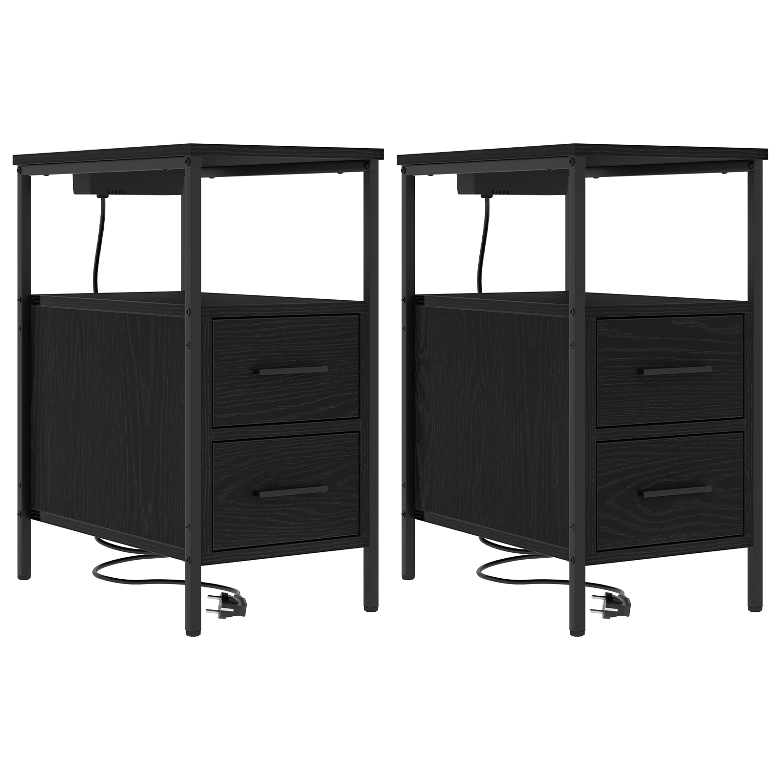 Noptiere 2 pcs Stejar negru 30 x 48 x 61 cm Lemn compozit — imaginea 2